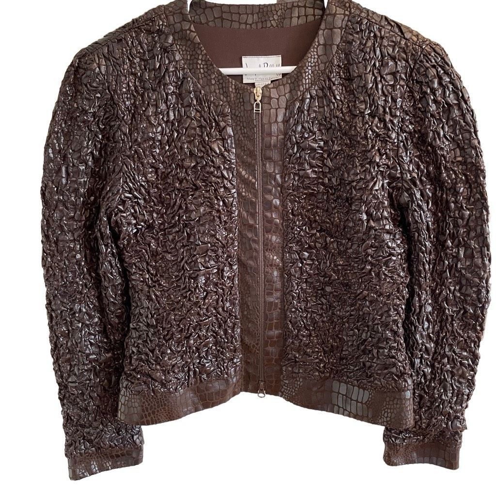 Joseph Ribkoff Joseph Ribkoff Womens Jacket 12 Veston Crinkle Brown Faux Sn Size XL / US 12-14 / IT 48-50 - 1 Thumbnail