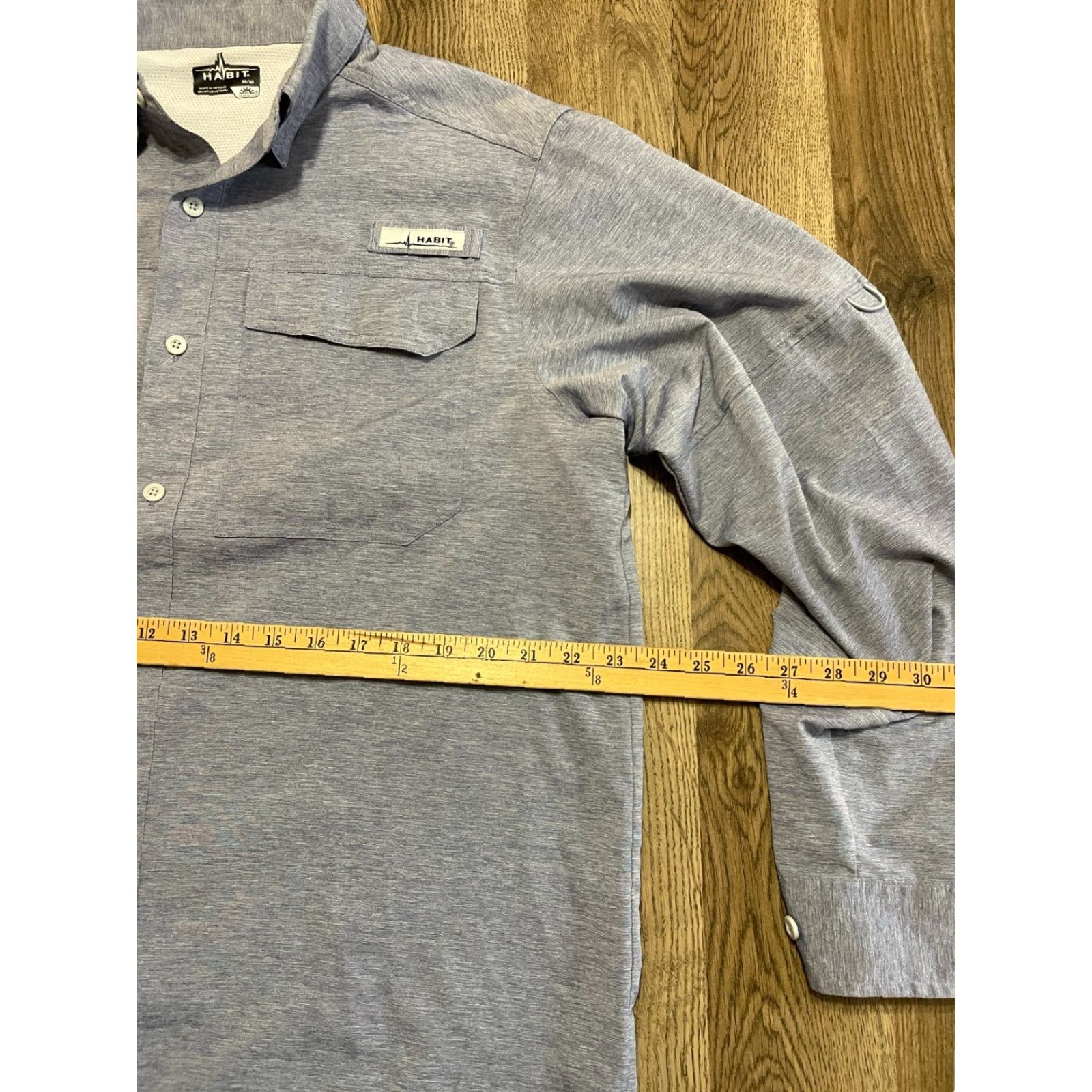 Habitat Habit Shirt Mens Button-Up Long Sleeve Blue Pockets Front Pockets Size M Casual Regular Size US M / EU 48-50 / 2 - 7 Thumbnail