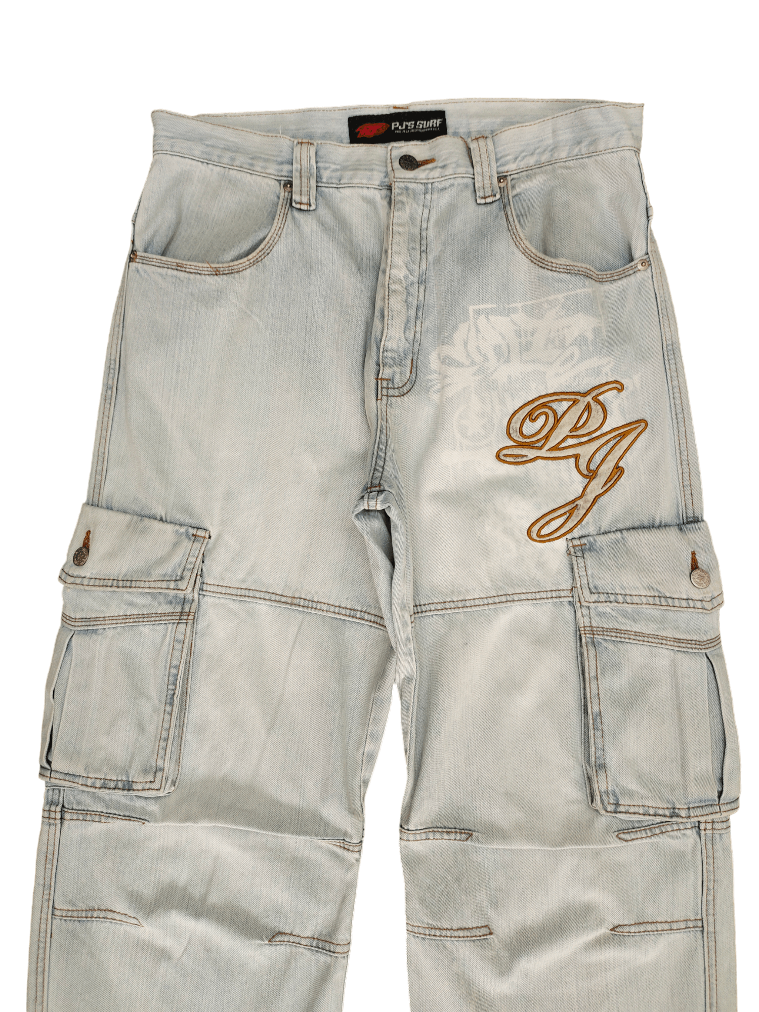 JNCO Baggy Jeans PJ Surf Light Wash Cargo Wide Leg Denim Y2k Jnco Size US 34 / EU 50 - 2 Thumbnail