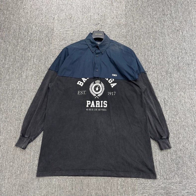 Balenciaga Balenciaga Shirt Patchwork Distressed Long Sleeve Size US S / EU 44-46 / 1 - 1 Thumbnail