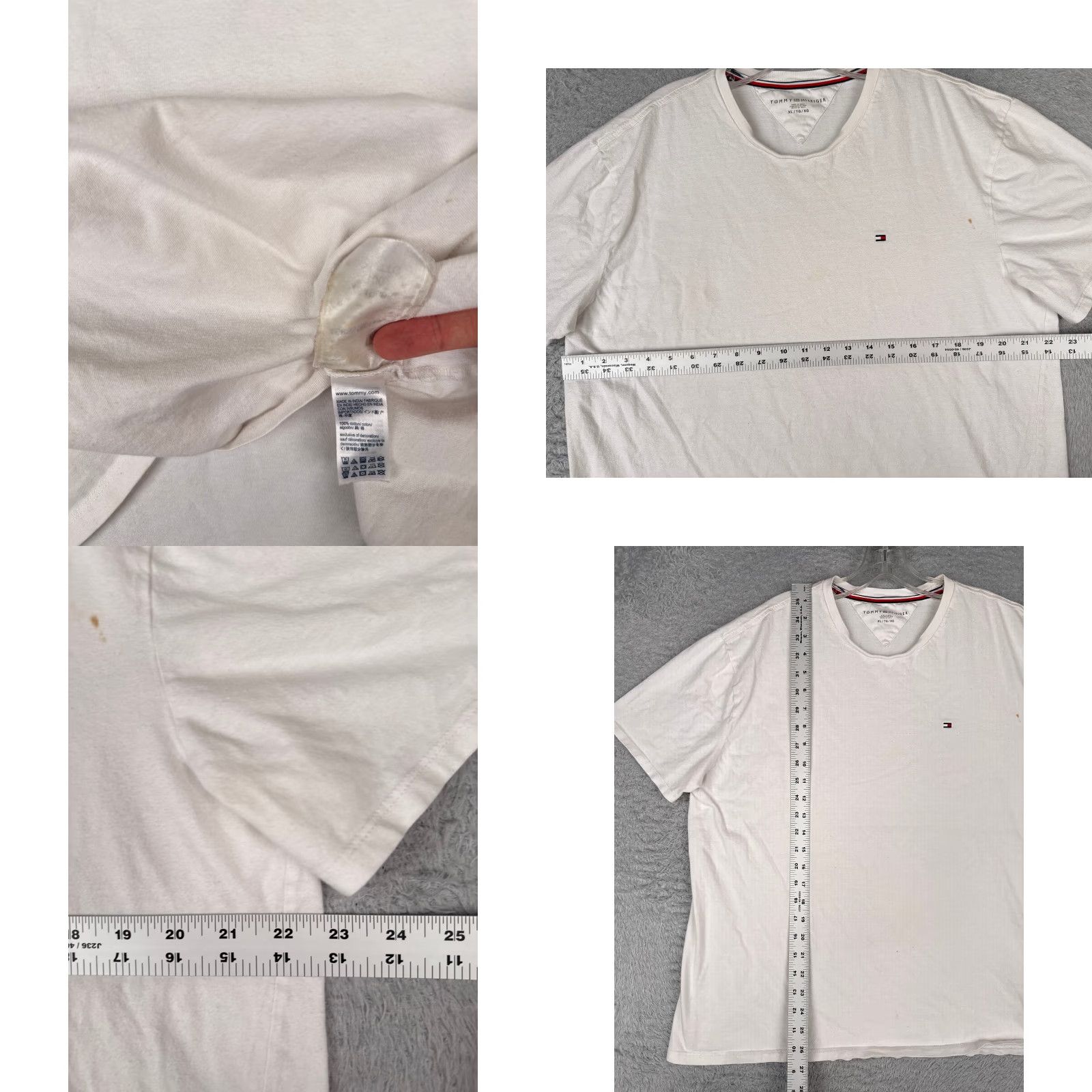 Tommy Hilfiger Tommy Hilfiger Shirt Adult XL White 100% Cotton Short Sleeve Crew READ Size US XL / EU 56 / 4 - 8 Thumbnail
