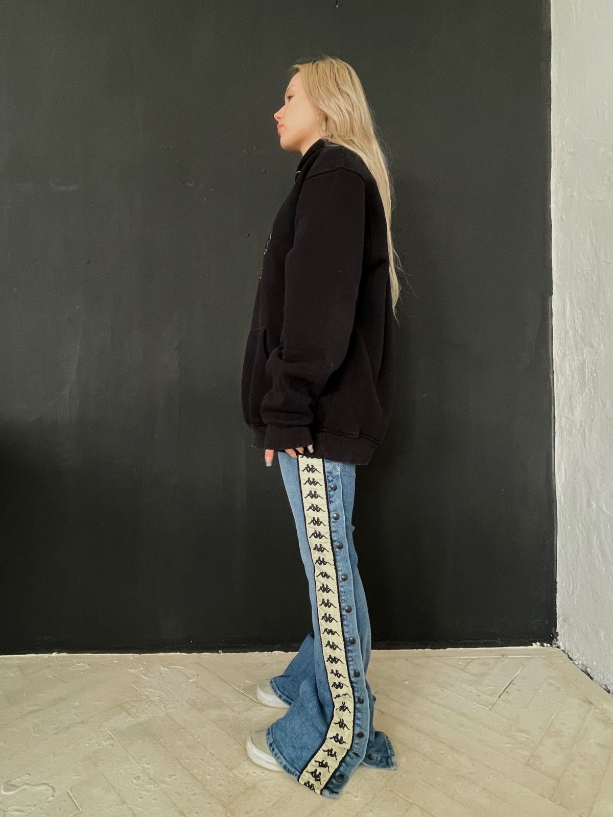 Kappa 🔥 Kappa Side Tape Snap Jeans Y2K Flare Bootcut S Size 30" / US 8 / IT 44 - 25 Thumbnail