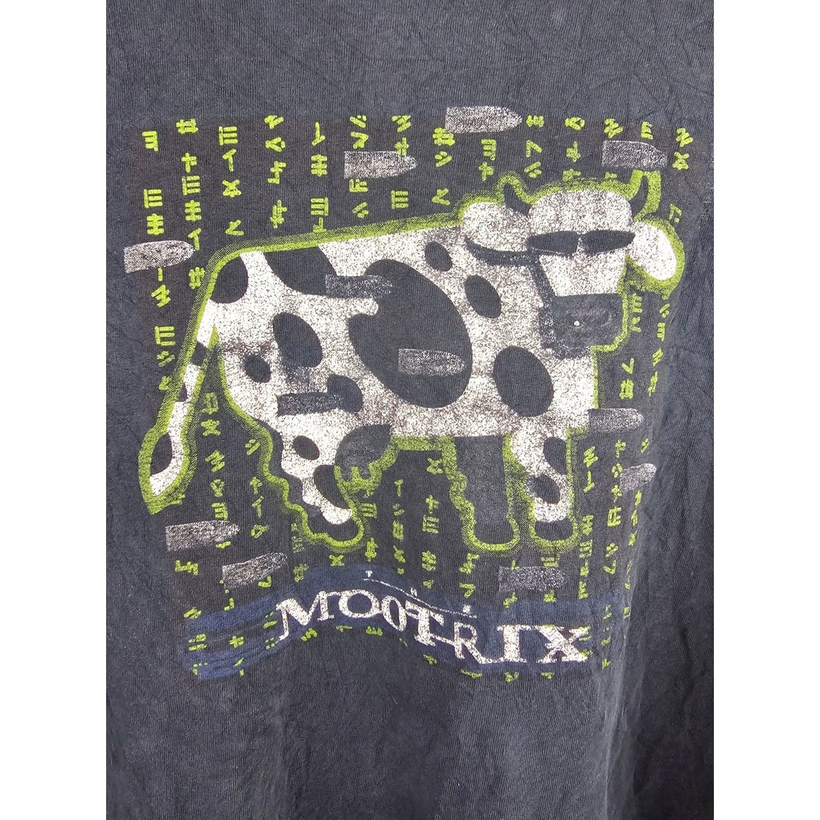 Vintage VINTAGE MOOTRIX COW SINGLE STITCH BLACK COTTON T-SHIRT SZ XLARGE Shirt Adult XL Black Graphic Print Men Mens 90s Size US XL / EU 56 / 4 - 2 Thumbnail