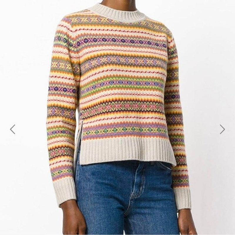 Stella McCartney Stella McCartney Multicolor Zigzag Wool 10 High Low Sweater Size L / US 10 / IT 46 - 3 Thumbnail