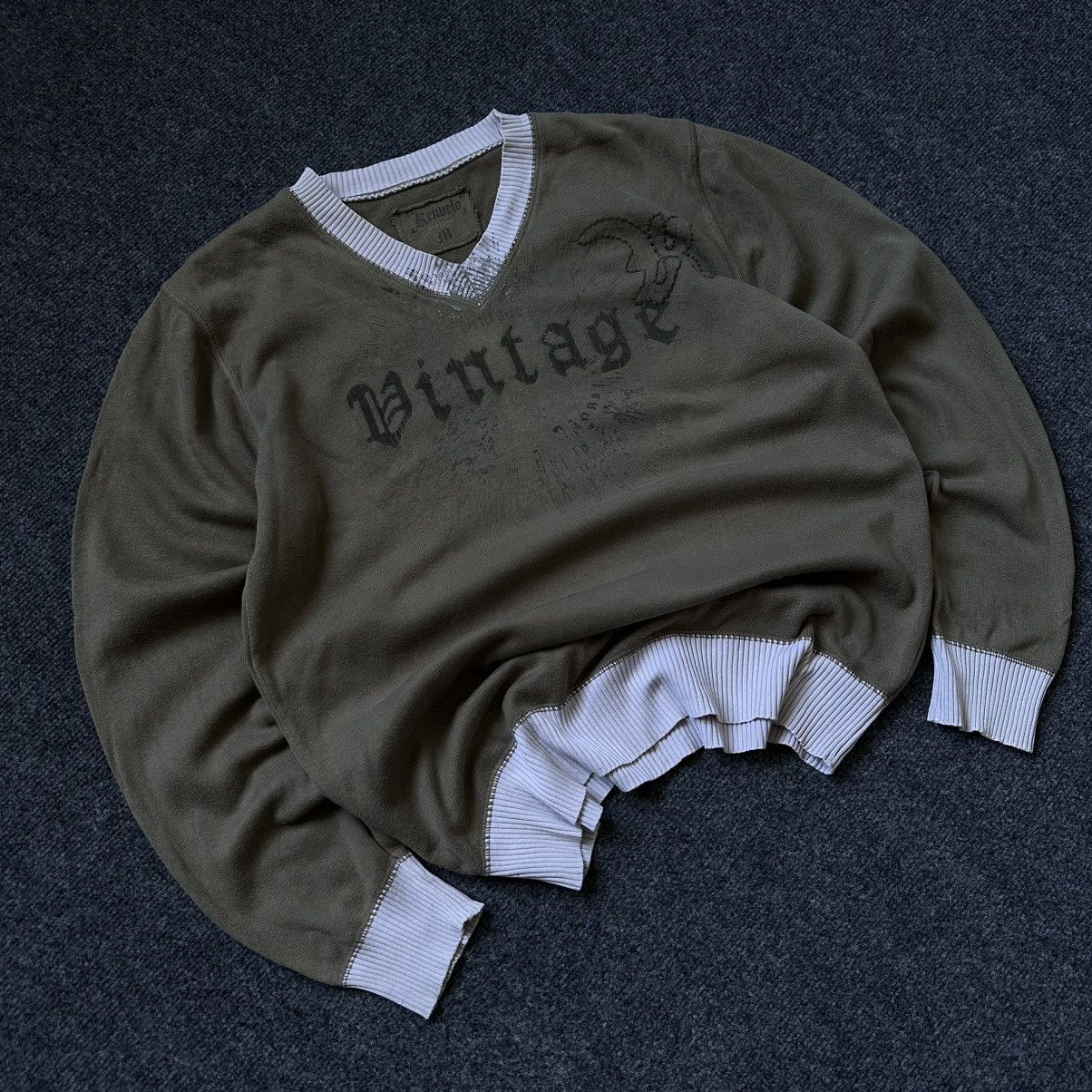 Le Grande Bleu (L.G.B.) VTG Knit V Neck Sweater Vintage Green Y2K 00s Size M Grunge Size US M / EU 48-50 / 2 - 2 Thumbnail