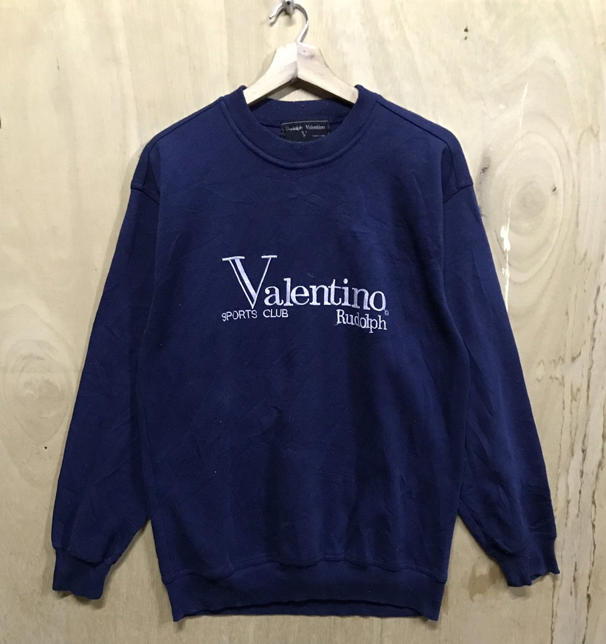 image of Italian Designers x Vintage Rudolph Valentino Sports Club Sweatshirts in Dark Blue (Size Large)