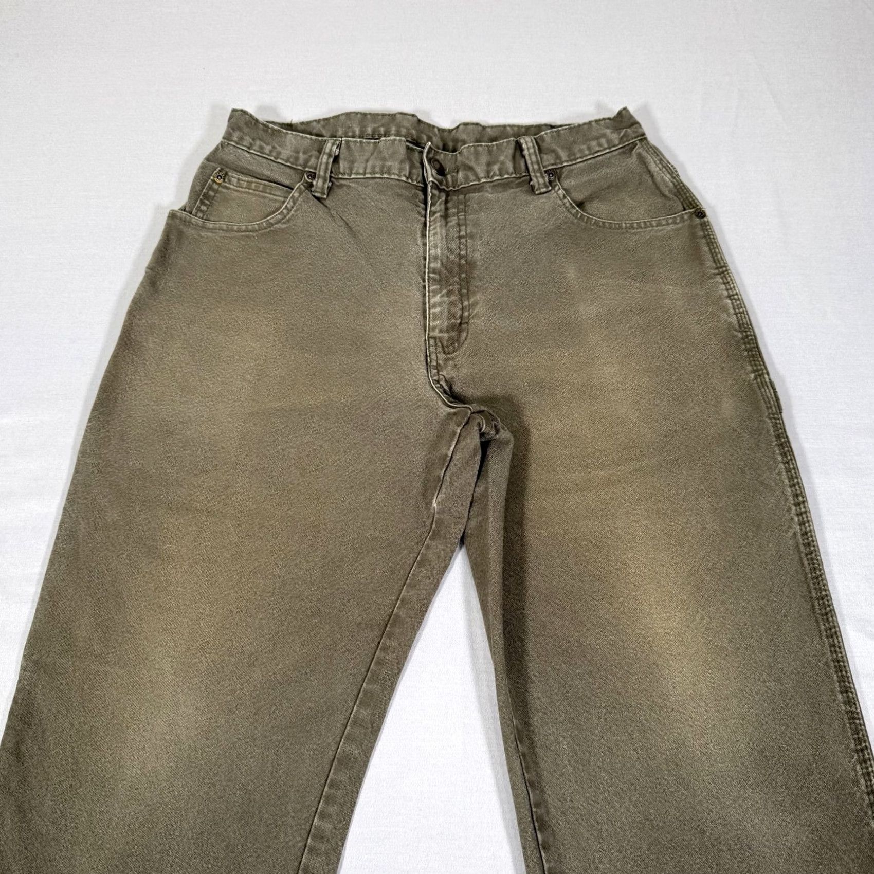Dickies Dickies Pants Mens 33x32 Green Canvas Carpenter Straight Fit Stretch Workwear Pants Mens Green Canvas Carpenter Straight Fit 33x32 Regular” Size US 33 - 2 Thumbnail
