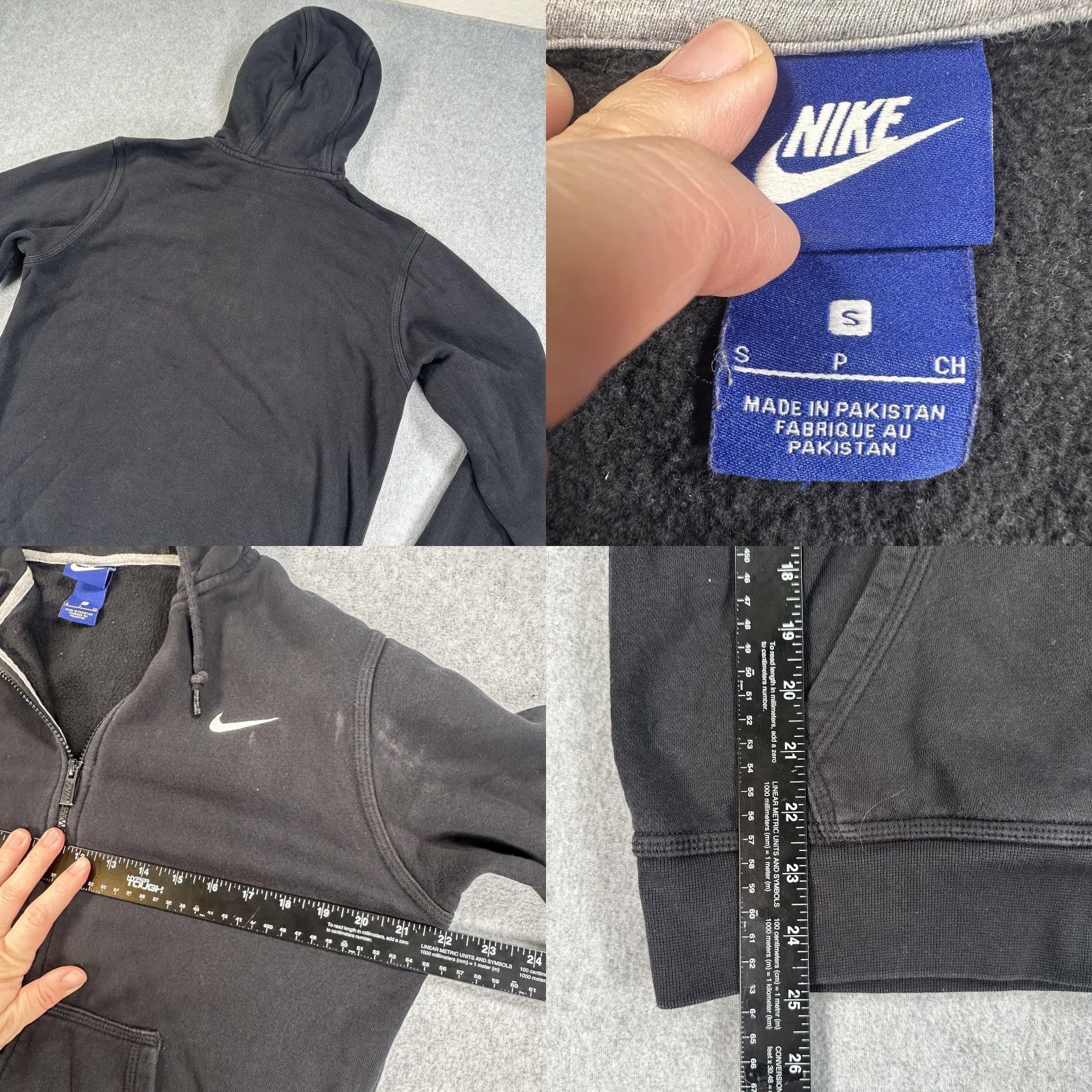 Nike VINTAGE Nike Hoodie Mens Small Black Full Zip Fleece Swoosh Logo Athletic Sweatshirt Size US S / EU 44-46 / 1 - 8 Thumbnail