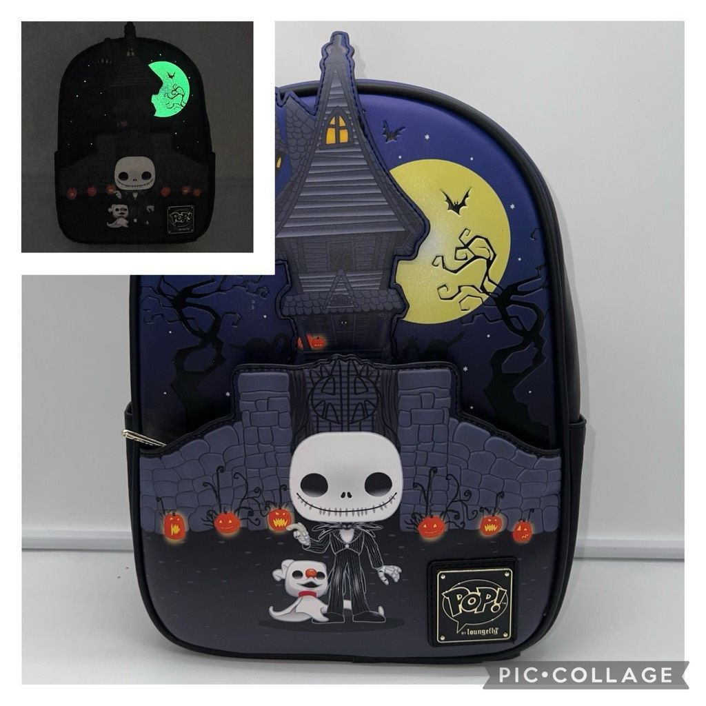 image of Disney X Loungefly Nightmare Before Christmas Pop Heads Glow in Black, Women's