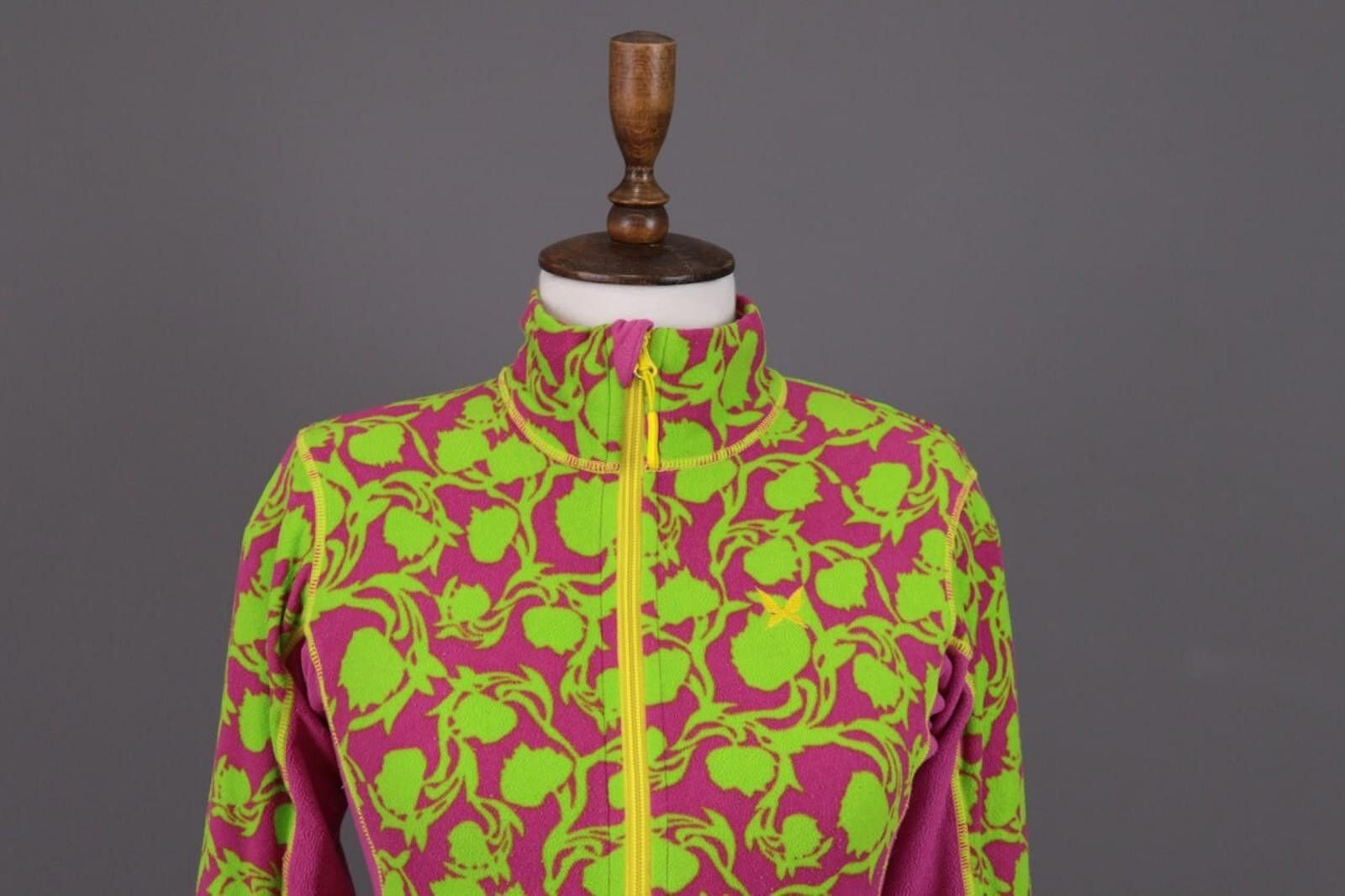 Designer Kari Traa Green Floral Full Zip Fleece Jacket Size S Size S / US 4 / IT 40 - 4 Thumbnail