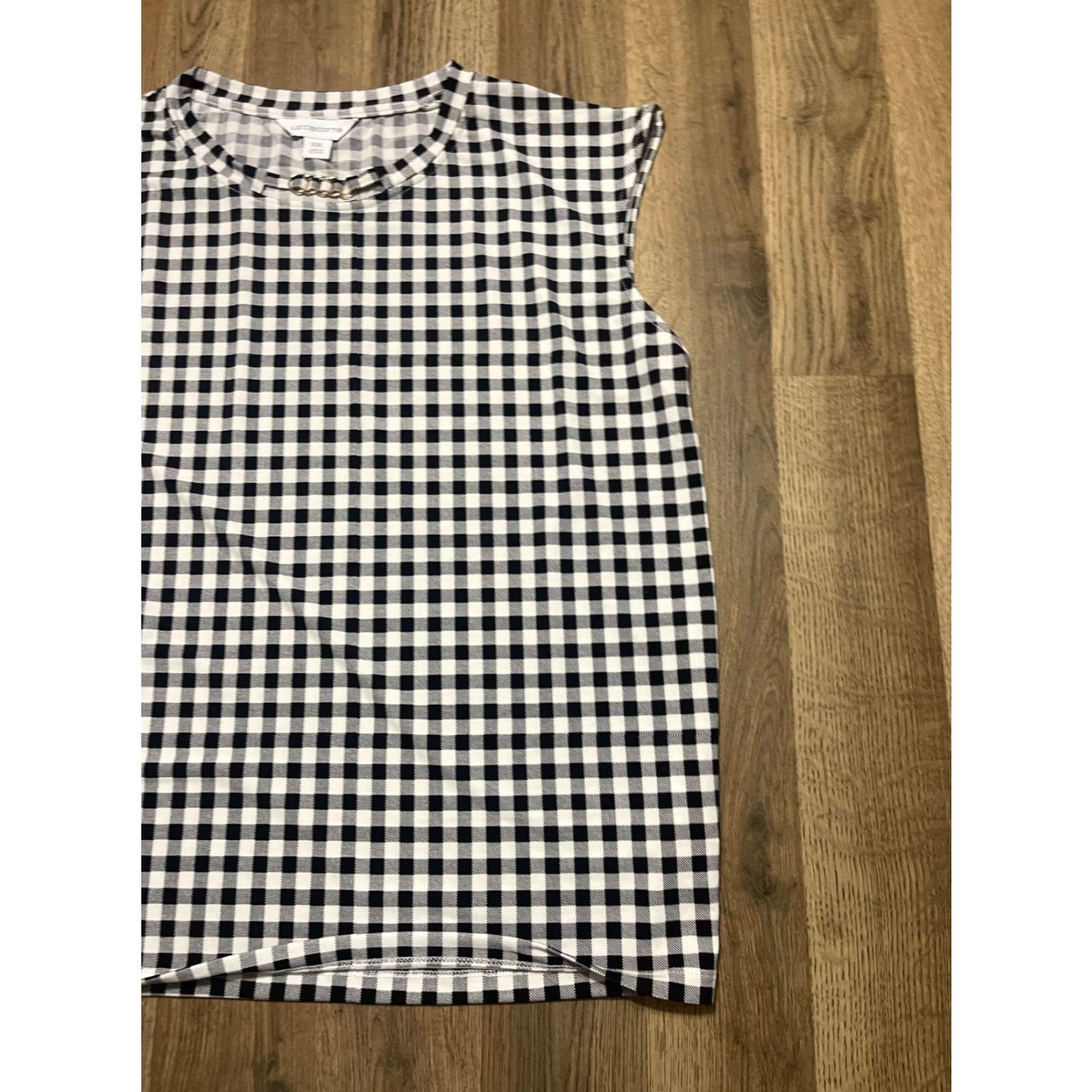 Liz Claiborne Liz Claiborne Tank Top Women's XXL Black White Plaid Sleeveless Casual Modern 2XL Womens Size XXL / US 16-18 / IT 52-54 - 4 Thumbnail