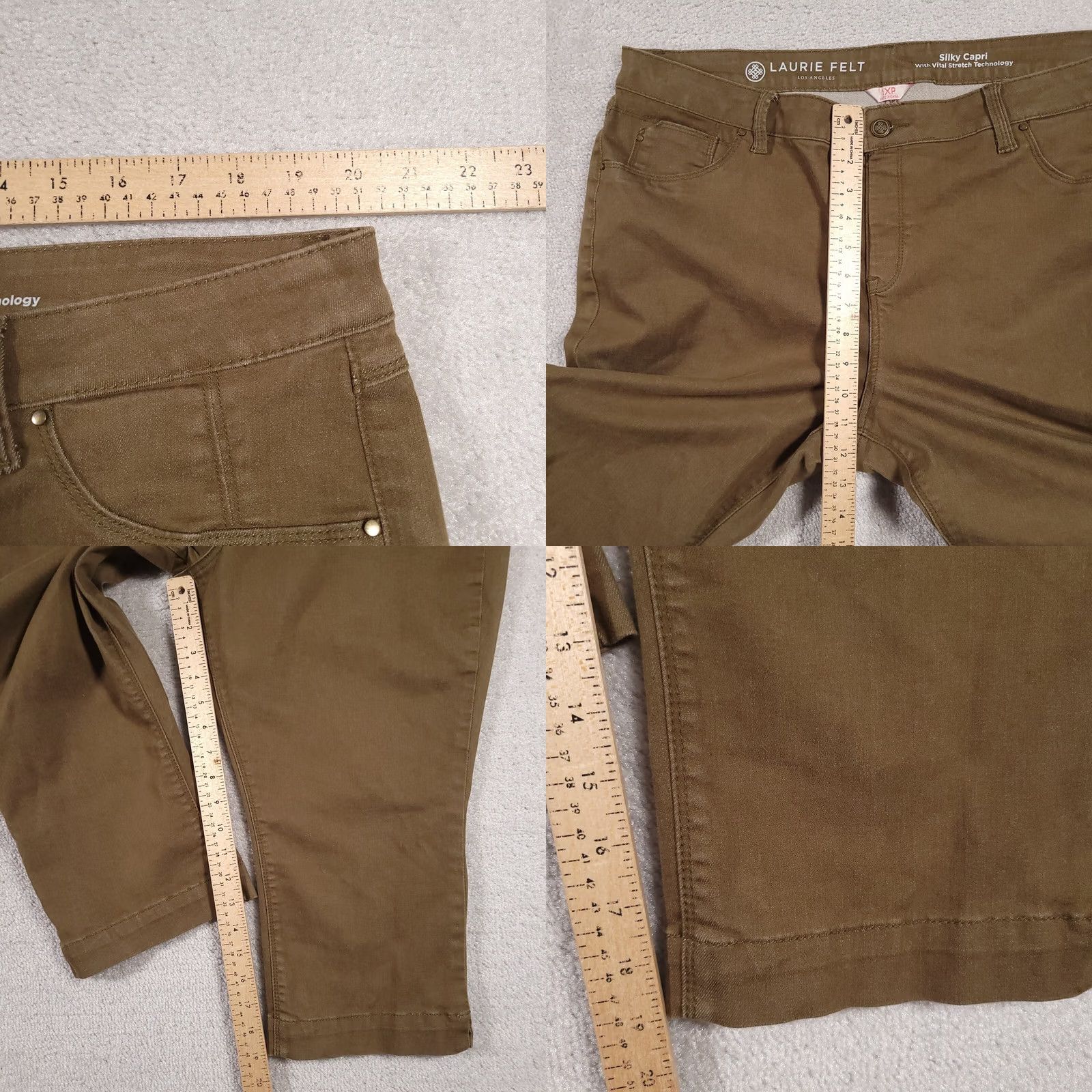 Vintage Laurie Felt Jeans Capri Women's 1XP Petite Brown Button Stretch Silky Dark Wash Denim 5-Pocket Size 27" / US 4 / IT 40 - 8 Thumbnail