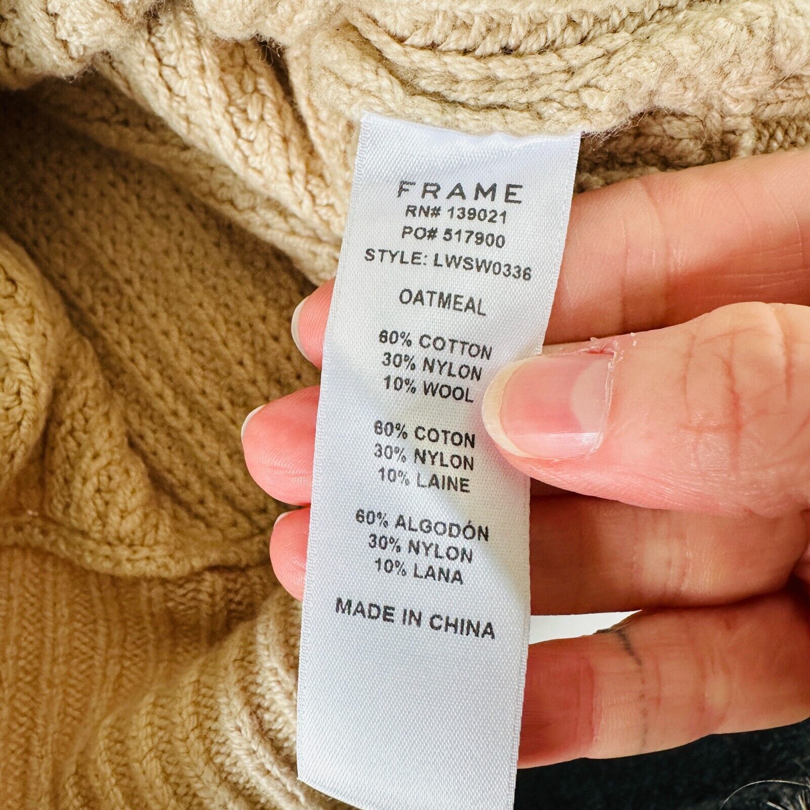 Frame Frame Tan Ribbed Cable Crew Balloon Puff-Sleeve Crop Sweater Size XS / US 0-2 / IT 36-38 - 8 Thumbnail