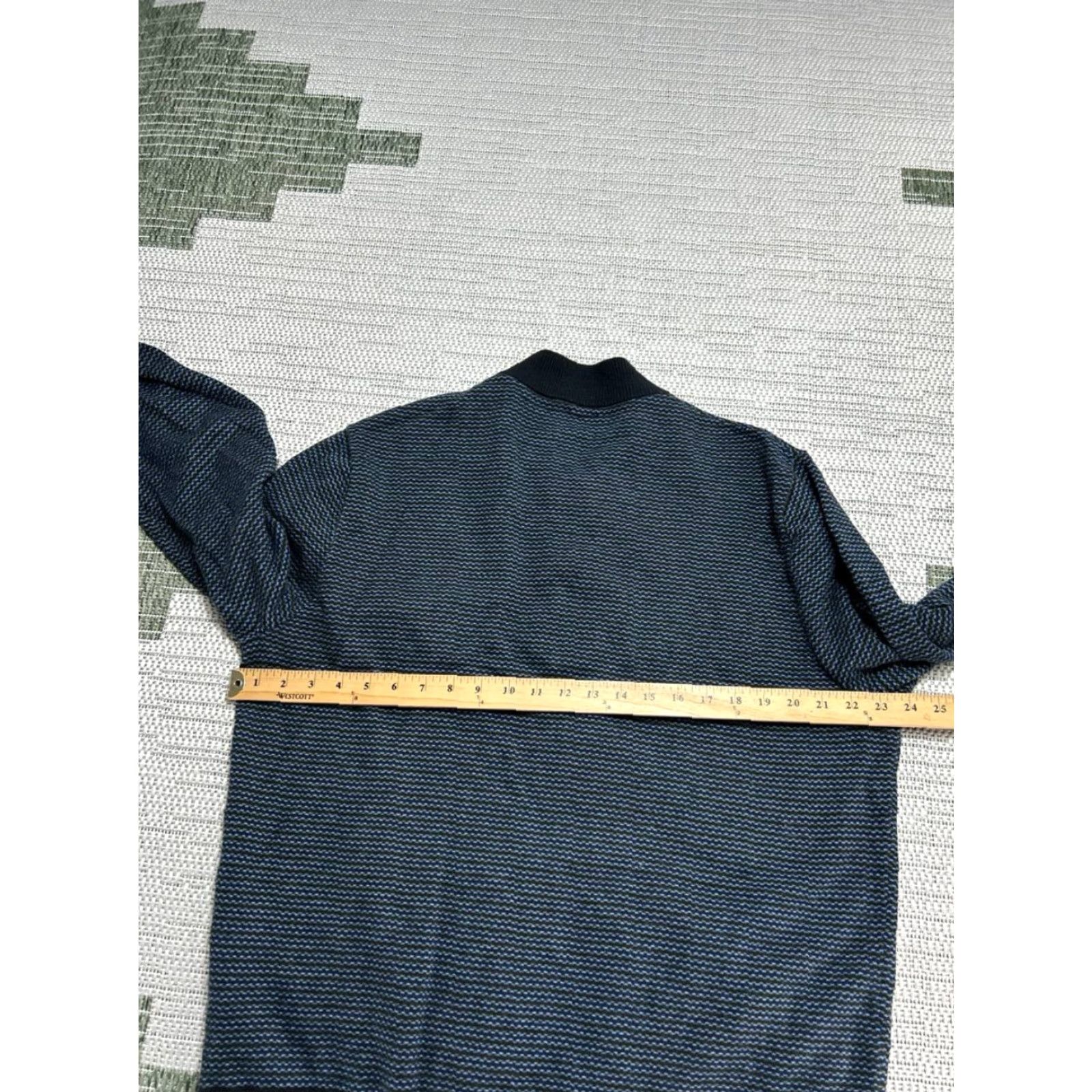 Bonobos Bonobos Bomber Jacket Mens XL Blue Full Zip Striped Knit Cotton Cashmere Jacket Size US XL / EU 56 / 4 - 7 Thumbnail