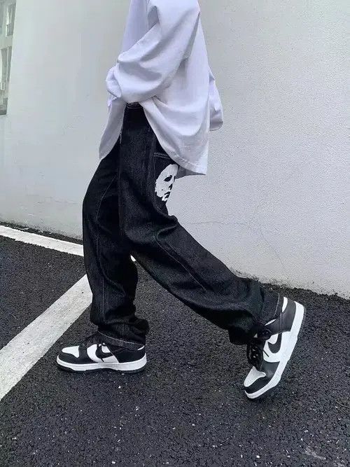 Japanese Brand × Jean Retro washed weird skull print straight jeans Size US 32 / EU 48 - 1 Thumbnail