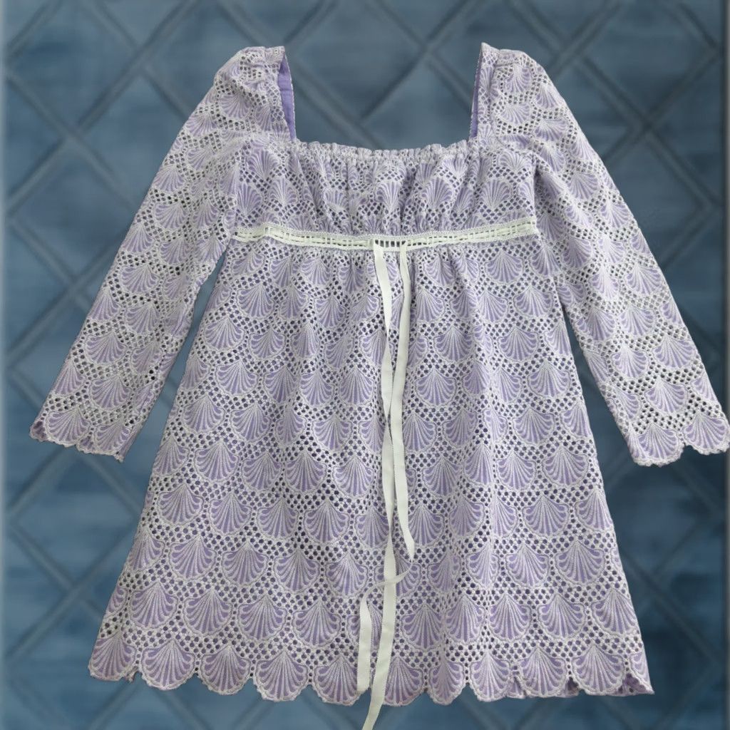Saylor Saylor Dress Womens Small Purple Lace Square Neck Long Sleeve Boho Shift Short Size S / US 4 / IT 40 - 1 Thumbnail