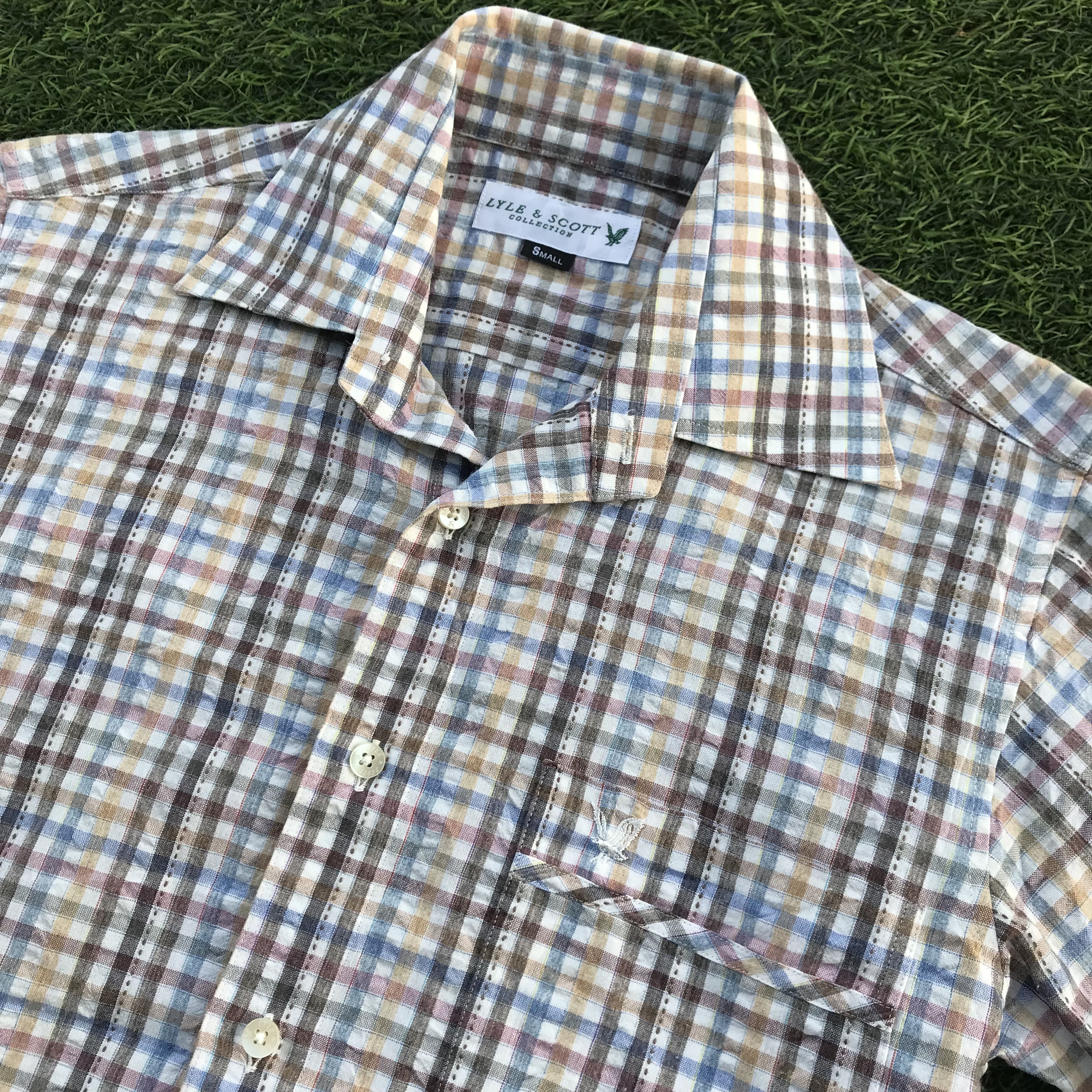 Lyle & Scott × Vintage Vintage Lyle And Scott open colar Shirt short sleeve Size US S / EU 44-46 / 1 - 10 Thumbnail