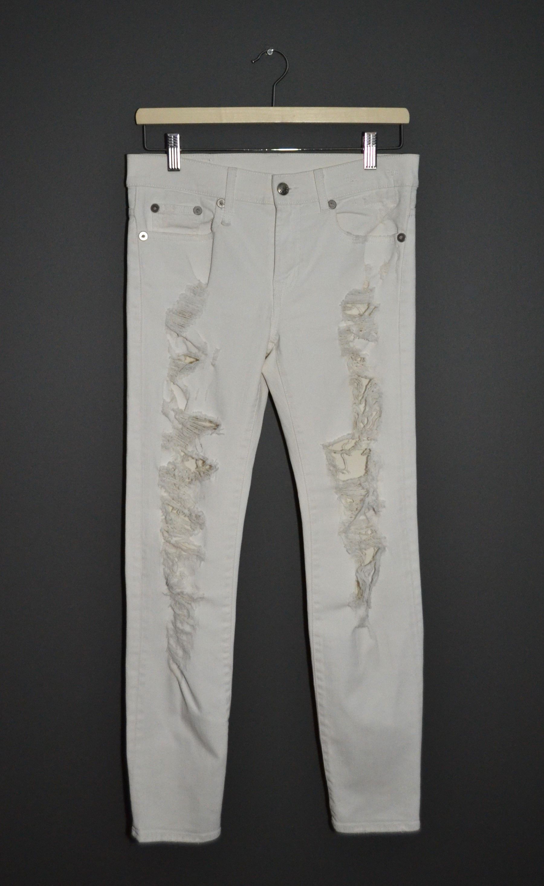 R13 R13 Relaxed Skinny Distressed White Jeans 26 Size 26" / US 2 / IT 38 - 1 Thumbnail