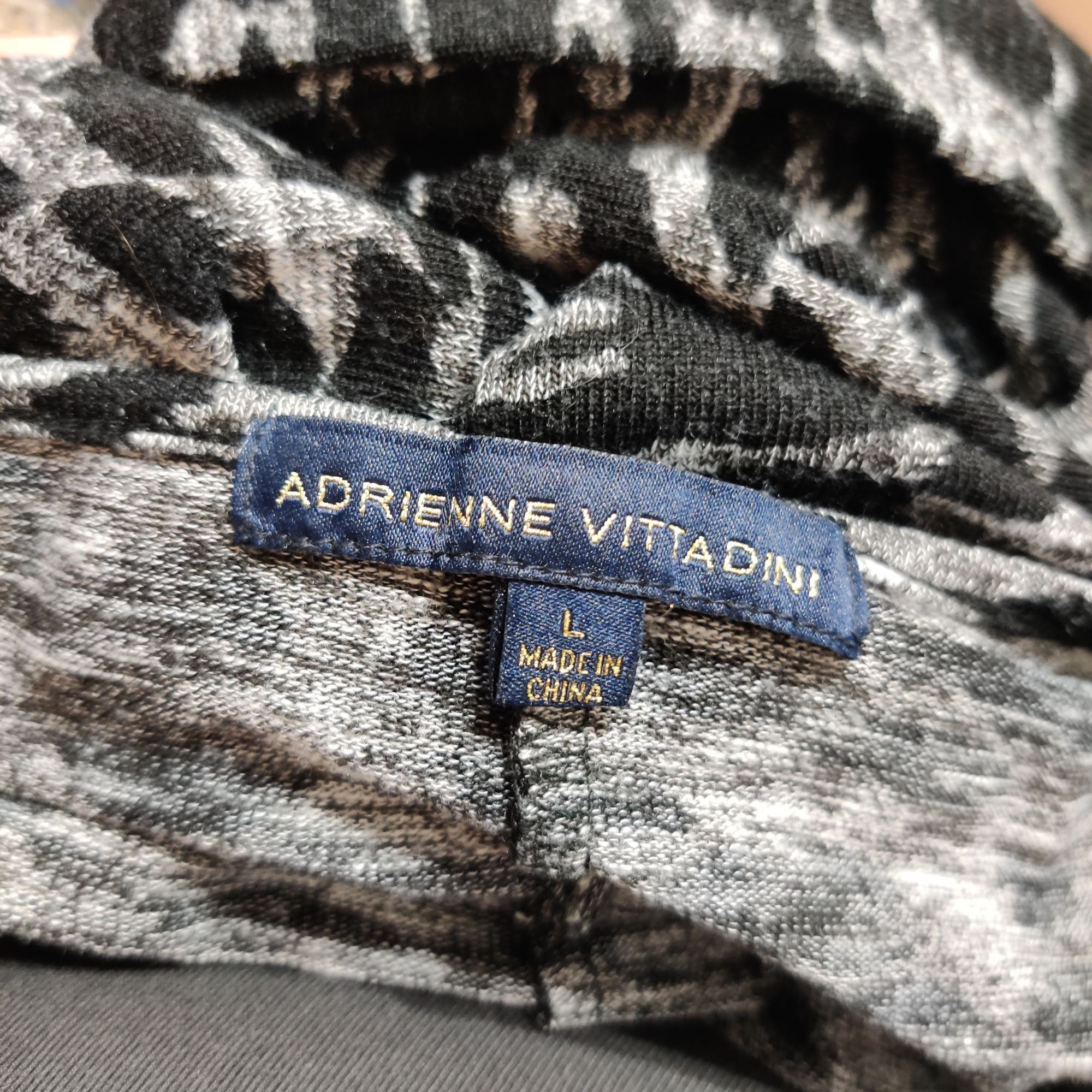 Other Adrienne Vittadini L Gray Black Animal Print Side Ruched Tie Size L / US 10 / IT 46 - 7 Thumbnail