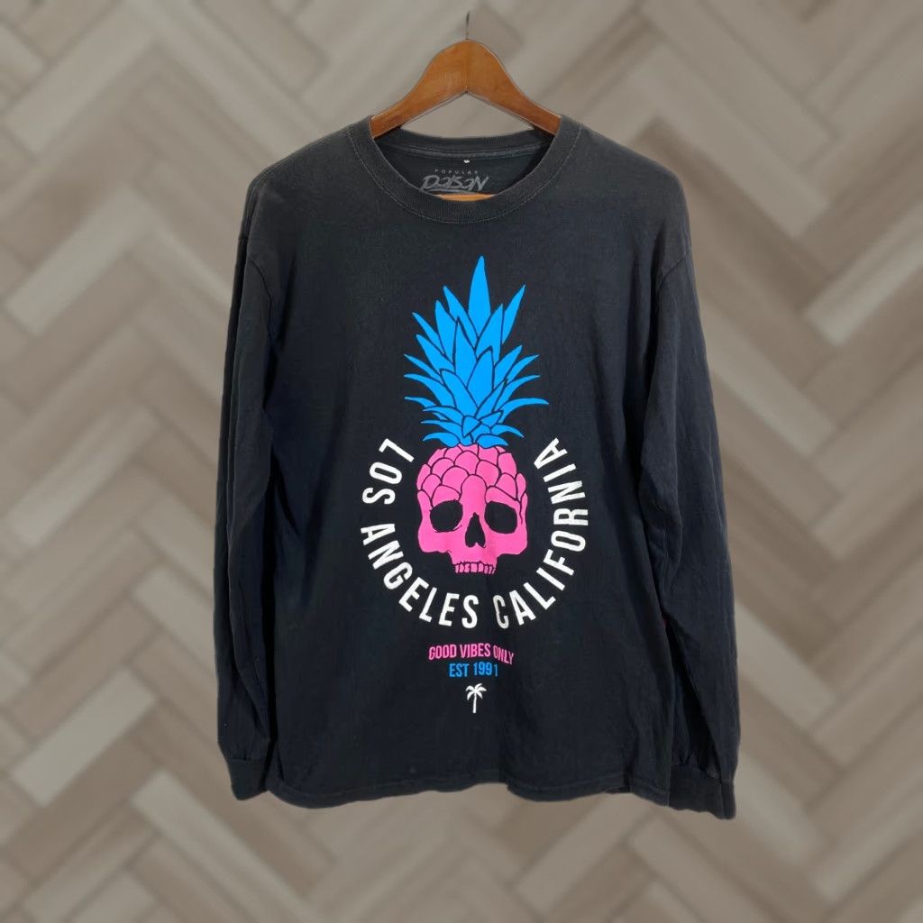 Vintage Poison Mens Black Long Sleeve T-Shirt Size M Skull Pineapple Good Vibes Only 1242 Size US M / EU 48-50 / 2 - 1 Thumbnail