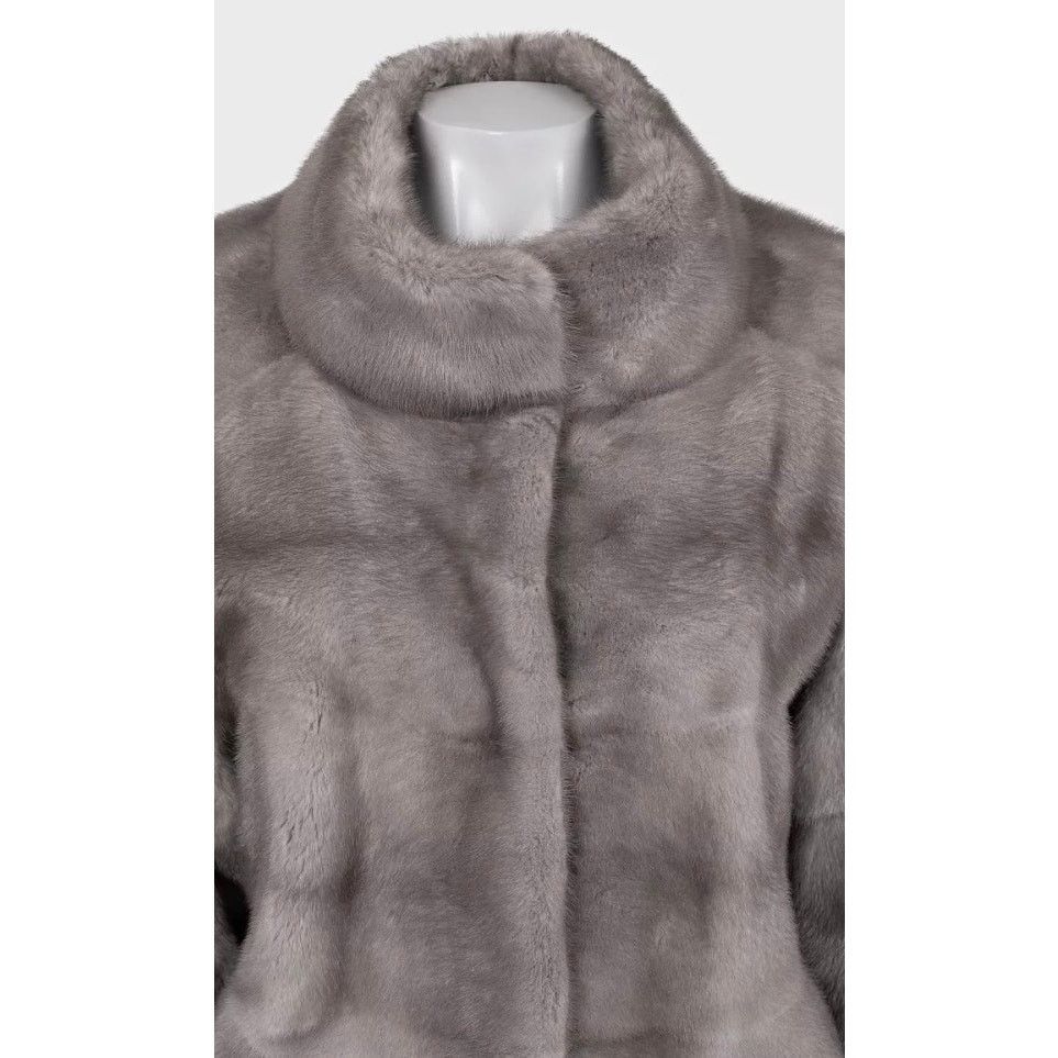 Gianfranco Ferre Gianfranco Ferre Gray Fur Coat High Collar Sz L Size L / US 10 / IT 46 - 4 Thumbnail