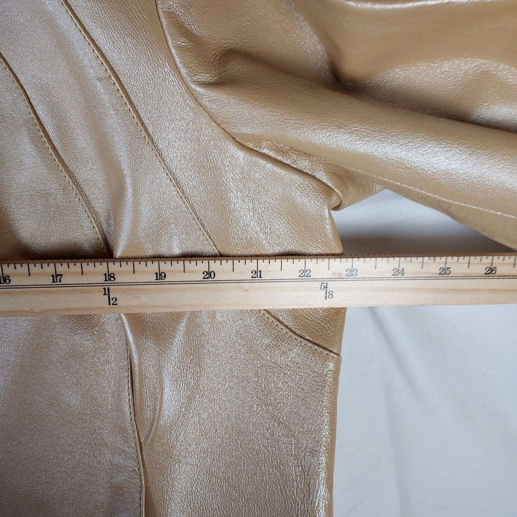Vintage Dialogue Womens Leather Jacket 1X Beige Zip Up Coat Jacket Long Sleeve Mid-Length Casual Fall Winter Spring Men? Womens Size XL / US 12-14 / IT 48-50 - 7 Thumbnail