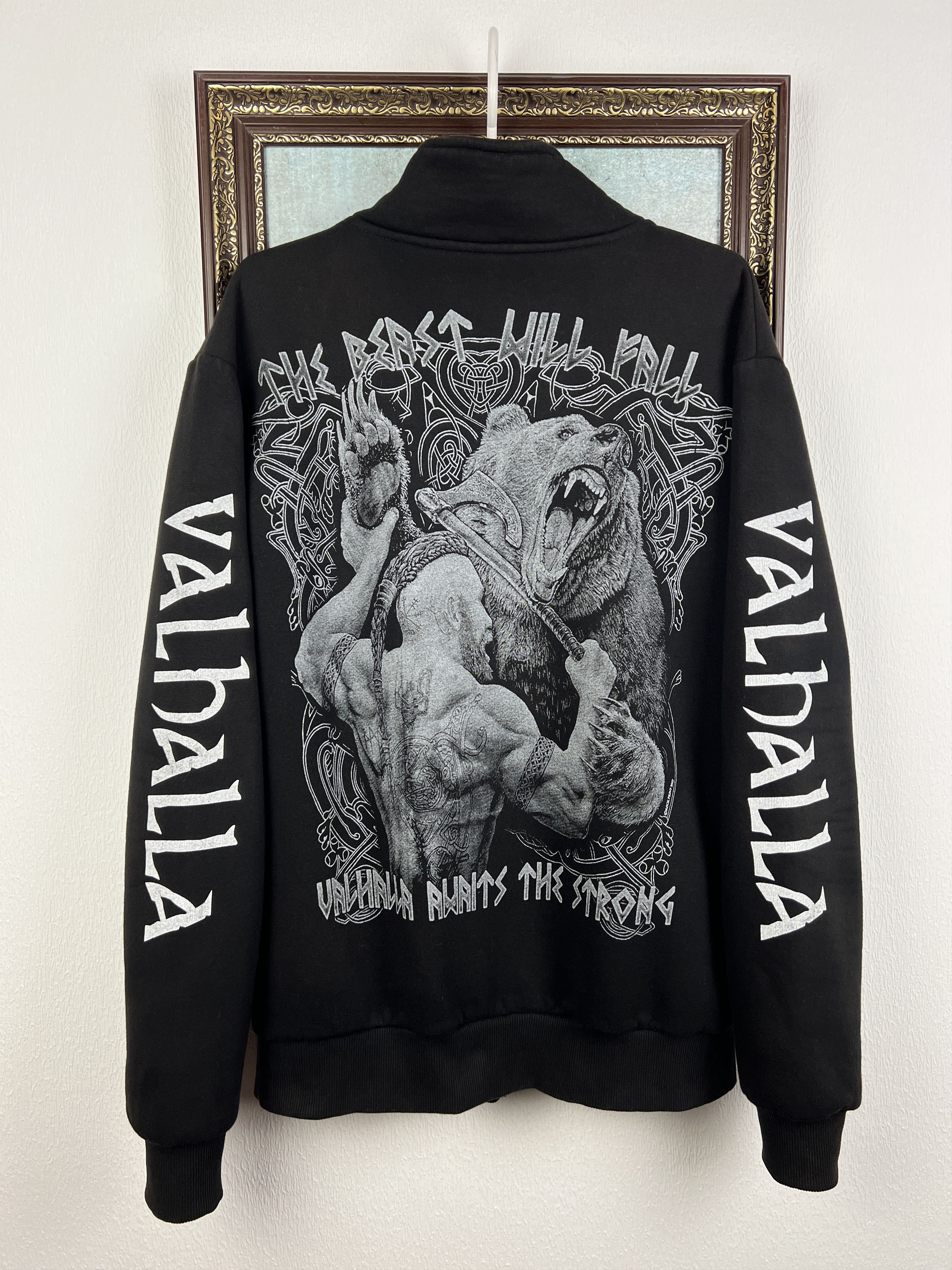 Vintage Victory Or Valhalla Viking Print Jacket Big Logo Track Top Size US XL / EU 56 / 4 - 1 Thumbnail