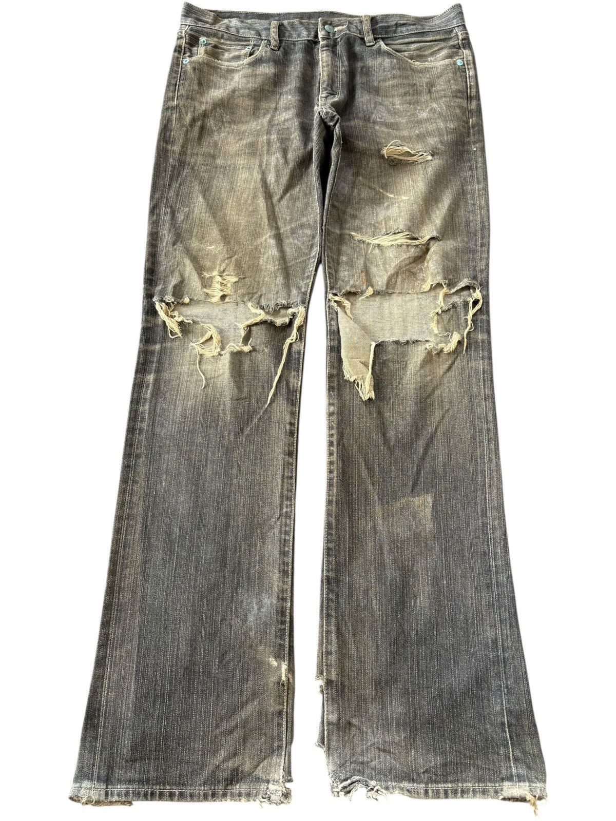 Uniqlo Vintage Japanese Uniqlo Mud Wash Distress Loose Jeans Size US 36 / EU 52 - 1 Thumbnail