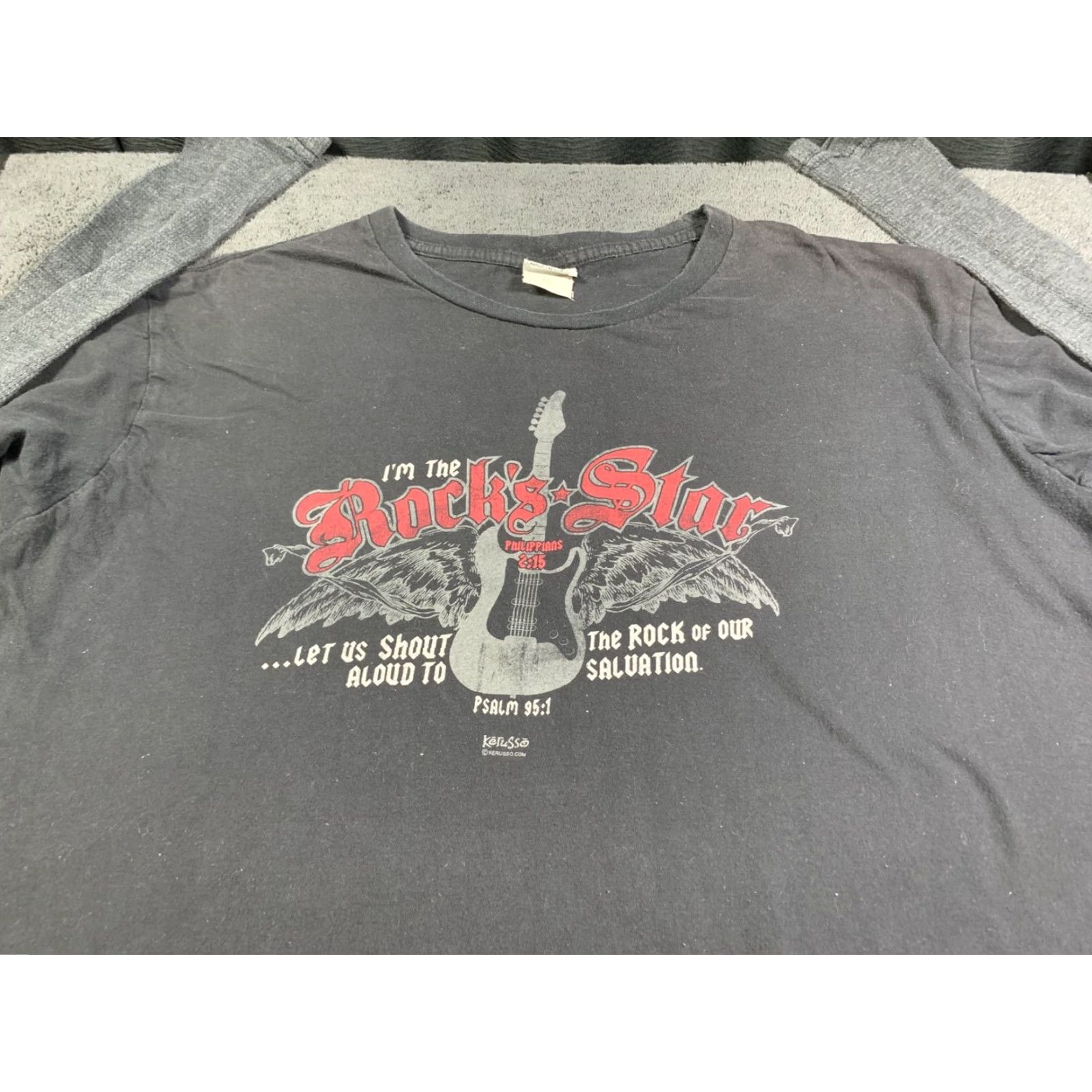 Vintage VINTAGE Kerusso T-Shirt Men Large Black I'M The Rock's Star Cotton Logo Graphic All Seasons Size US L / EU 52-54 / 3 - 2 Thumbnail