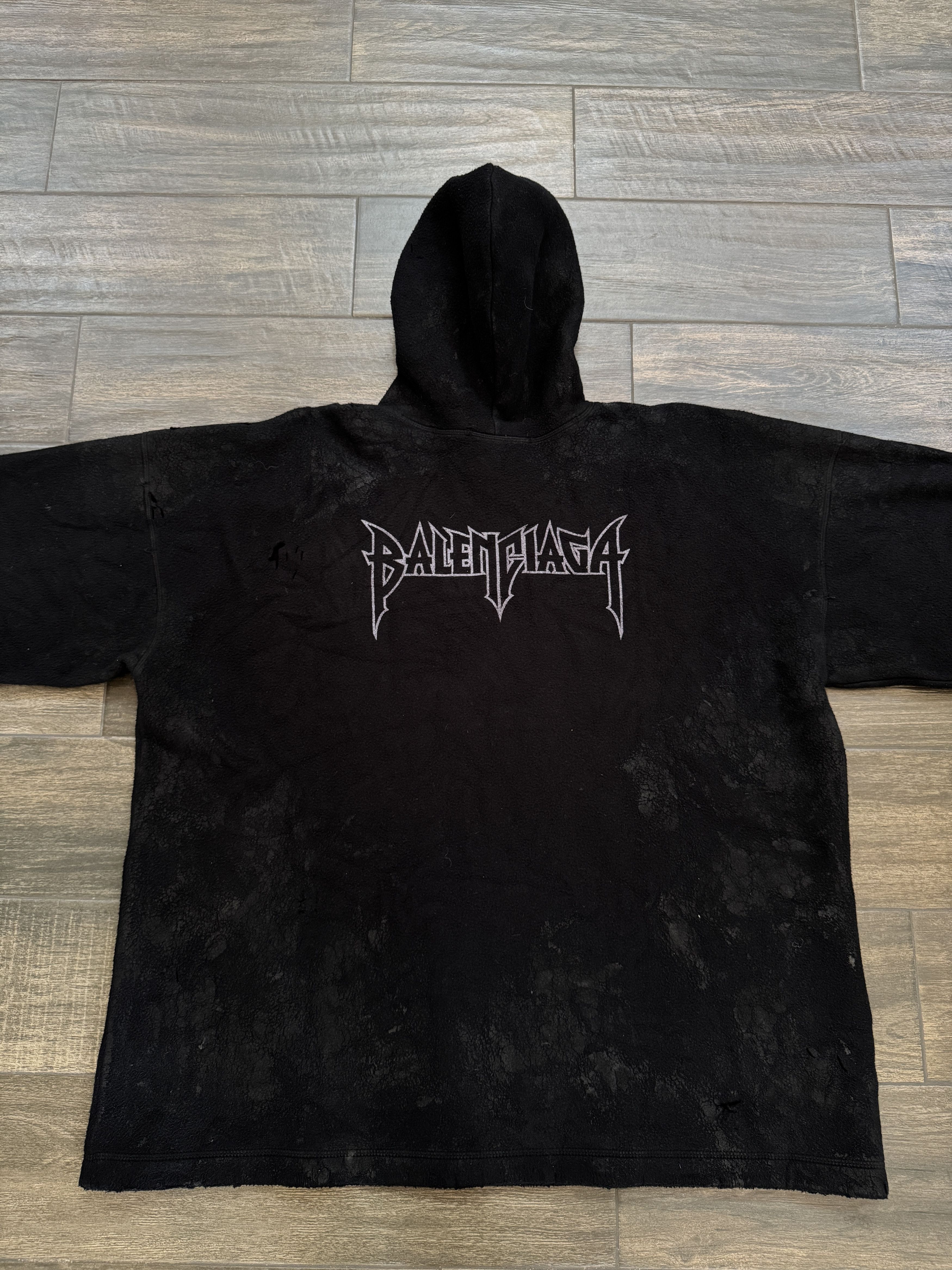 Balenciaga Balenciaga Moon Crinkled Distressed Fleece Hoodie XS Size US XL / EU 56 / 4 - 2 Thumbnail