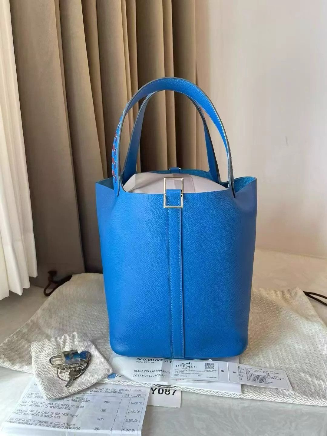 Hermes Hermès Picotin 22 Blue Woven Handle 98 New D Stamp Full Set Size ONE SIZE - 2 Thumbnail