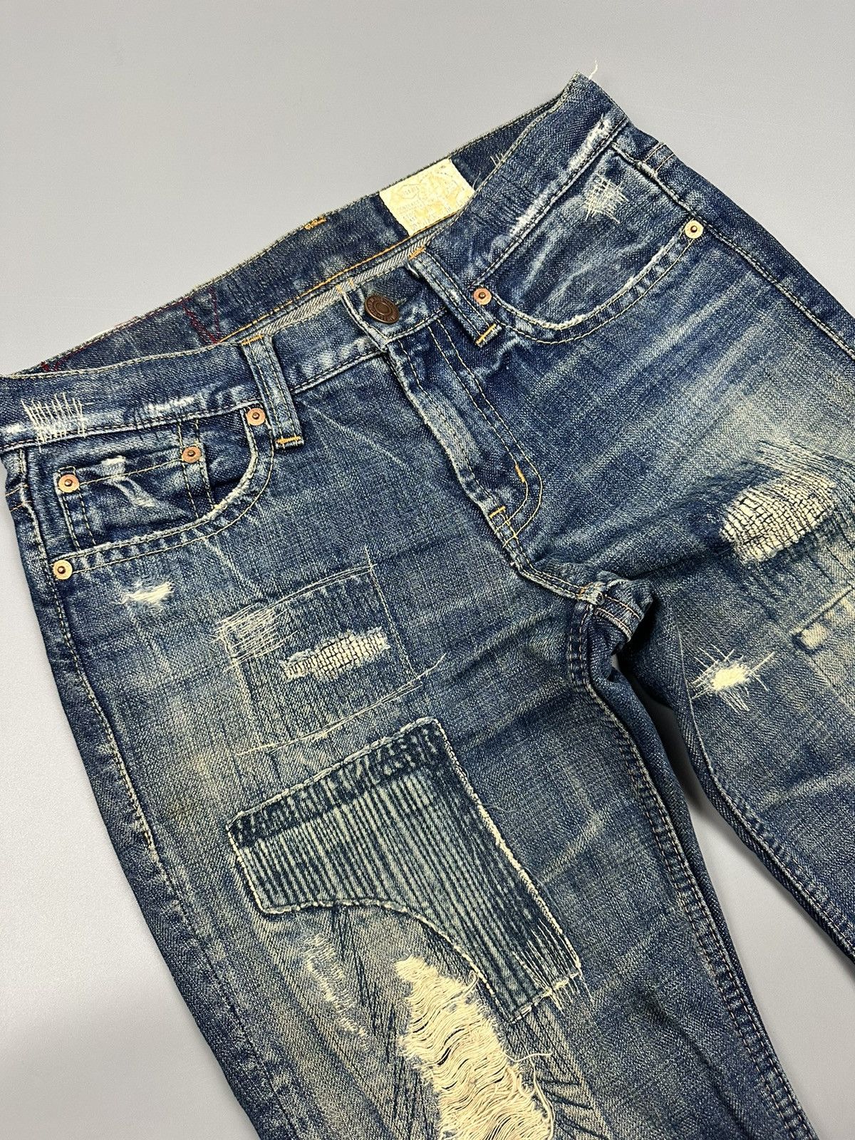 If Six Was Nine Sick Distressed Antgauge Boro Whiskered Flared Denim Size US 30 / EU 46 - 8 Thumbnail