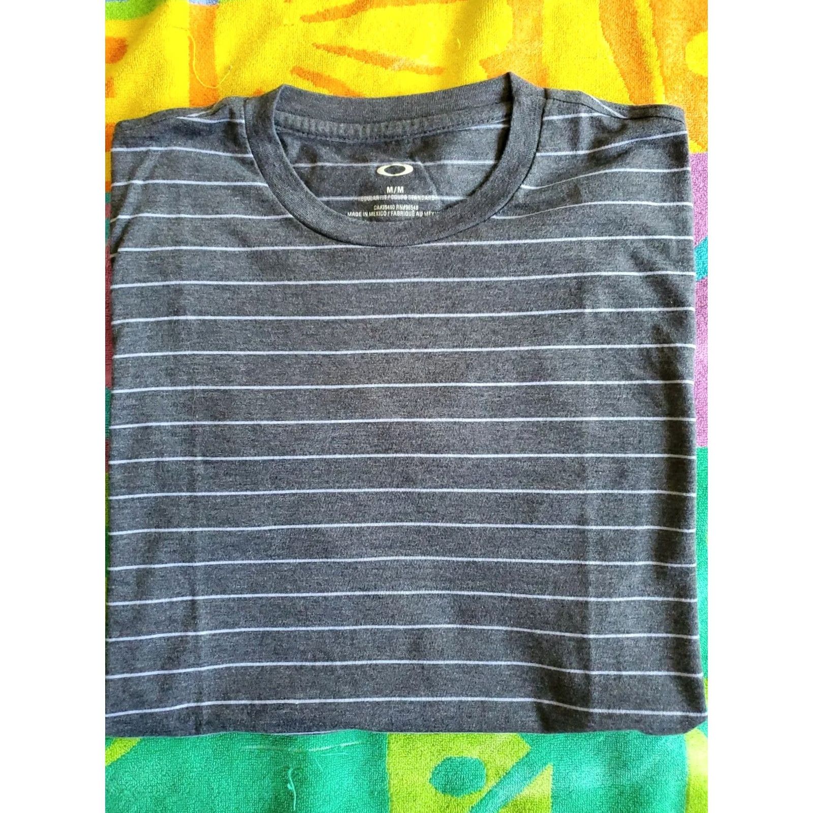 Oakley Oakley T-Shirt Regular Fit Gray Striped Crew Neck Short Sleeve Mens Medium SZ M Size US M / EU 48-50 / 2 - 2 Thumbnail