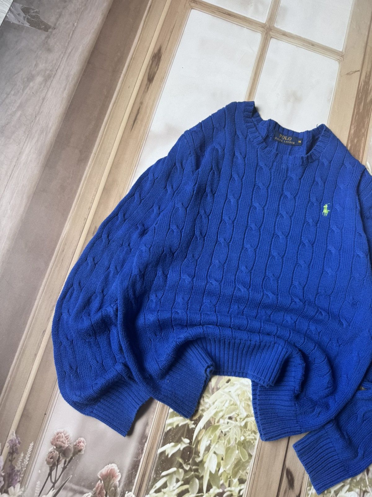 Polo Ralph Lauren Polo Ralph Lauren Cable Knit Sweater – Royal Blue Y2K Size US M / EU 48-50 / 2 - 2 Thumbnail