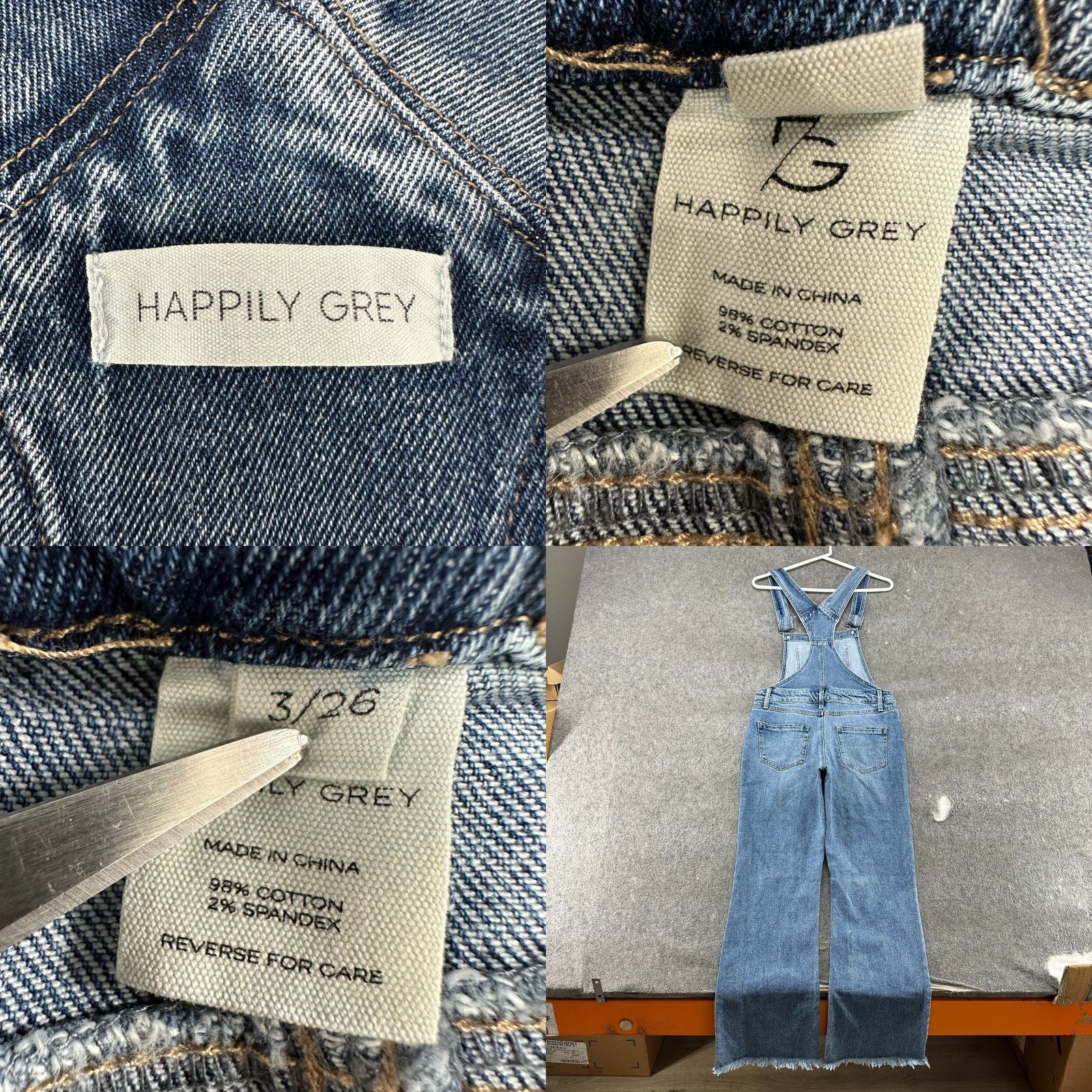Denime VINTAGE Happily Grey Overalls Womens 3 Blue Denim Flare 70s Hippie Retro One-Piece Size 3 Size 26" / US 2 / IT 38 - 8 Thumbnail