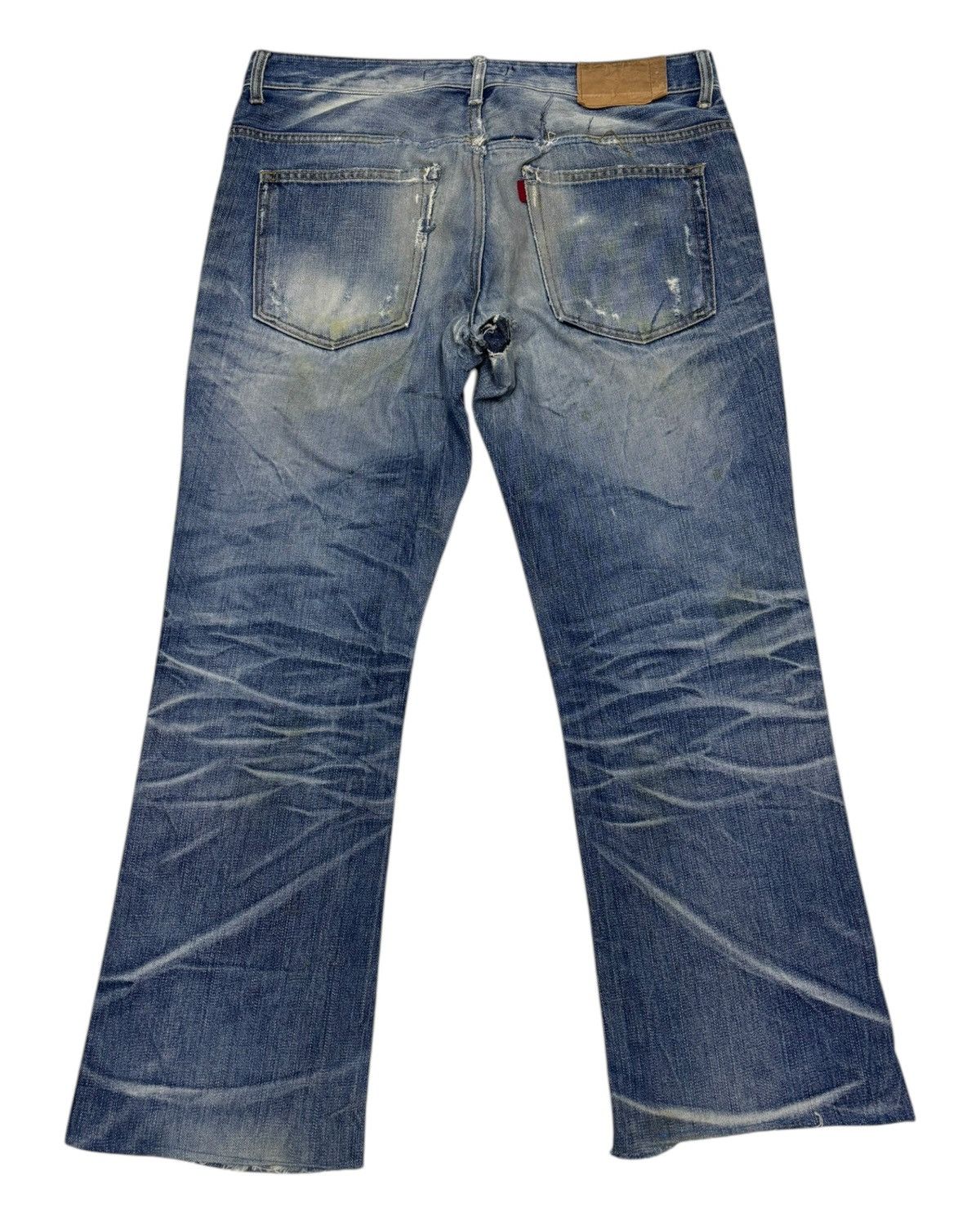 Japanese Brand × Jean × Vintage Vintage Rubber Soul Thrashed Rips Distressed Denim Jeans Size US 36 / EU 52 - 2 Thumbnail