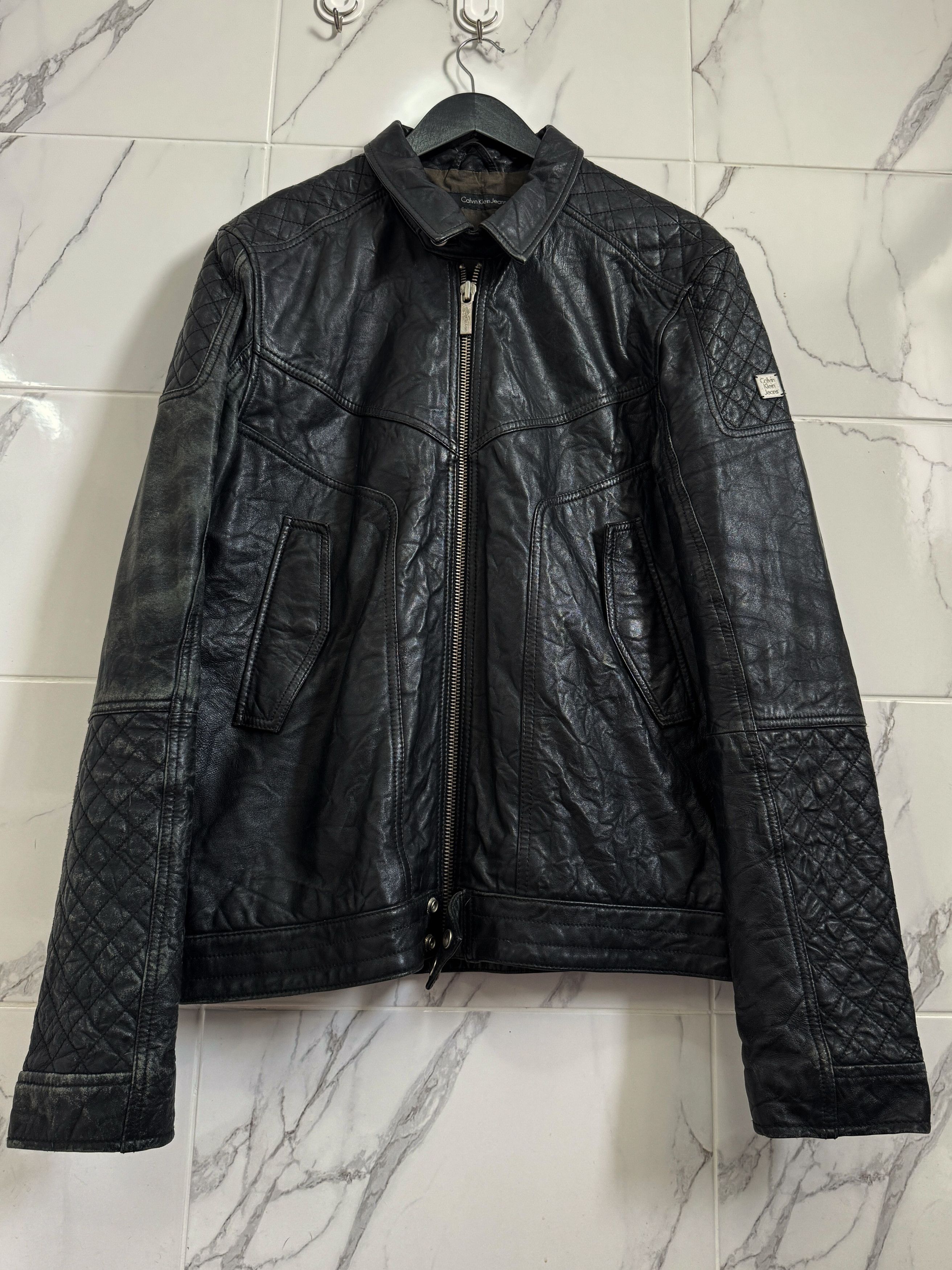 Calvin Klein Y2K Leather Biker Jacket Archive Core