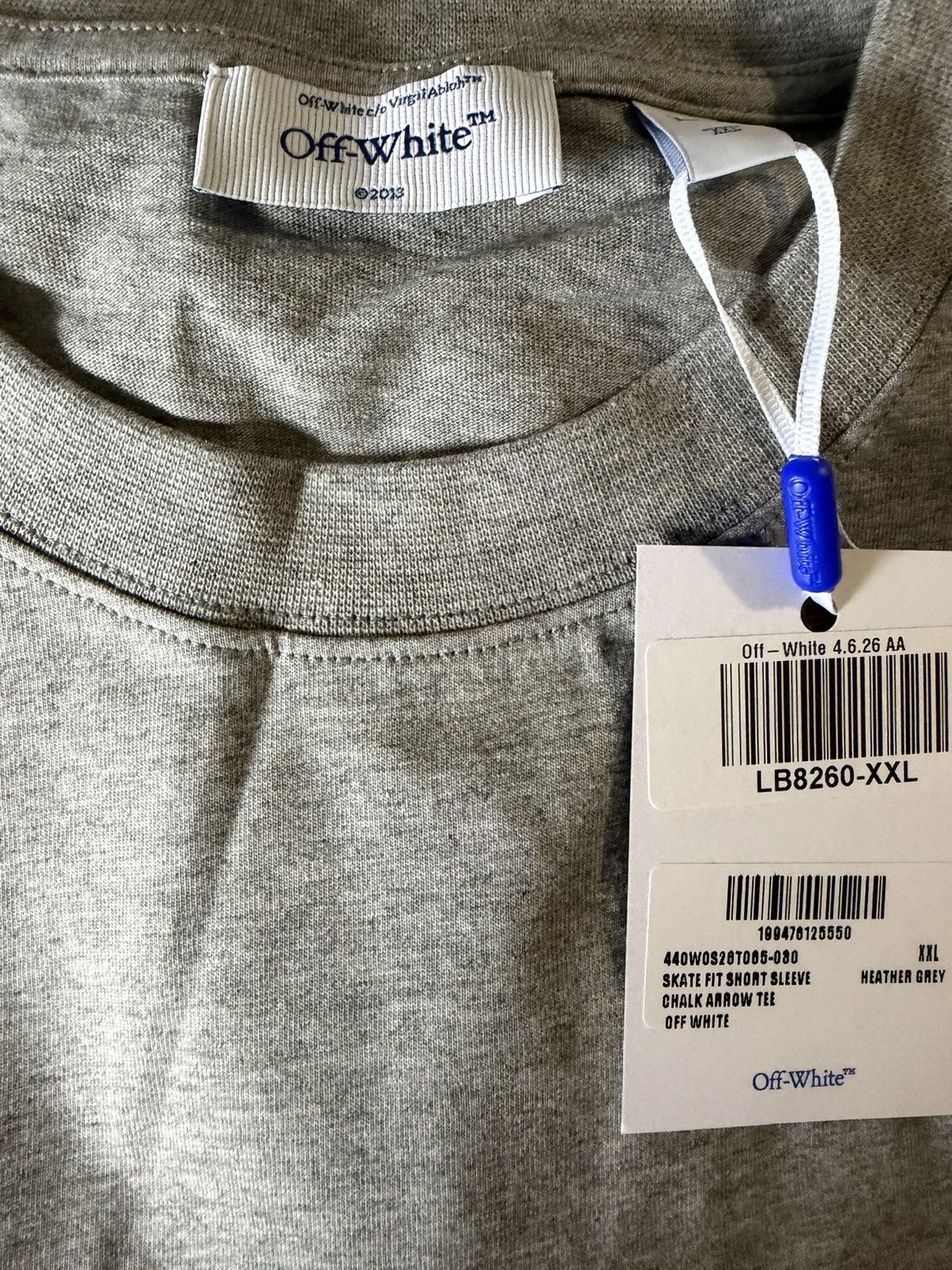 Off-White Off-White Chalk Arrow Skate Fit Tee Heather Grey Size XXL Size US XXL / EU 58 / 5 - 2 Thumbnail