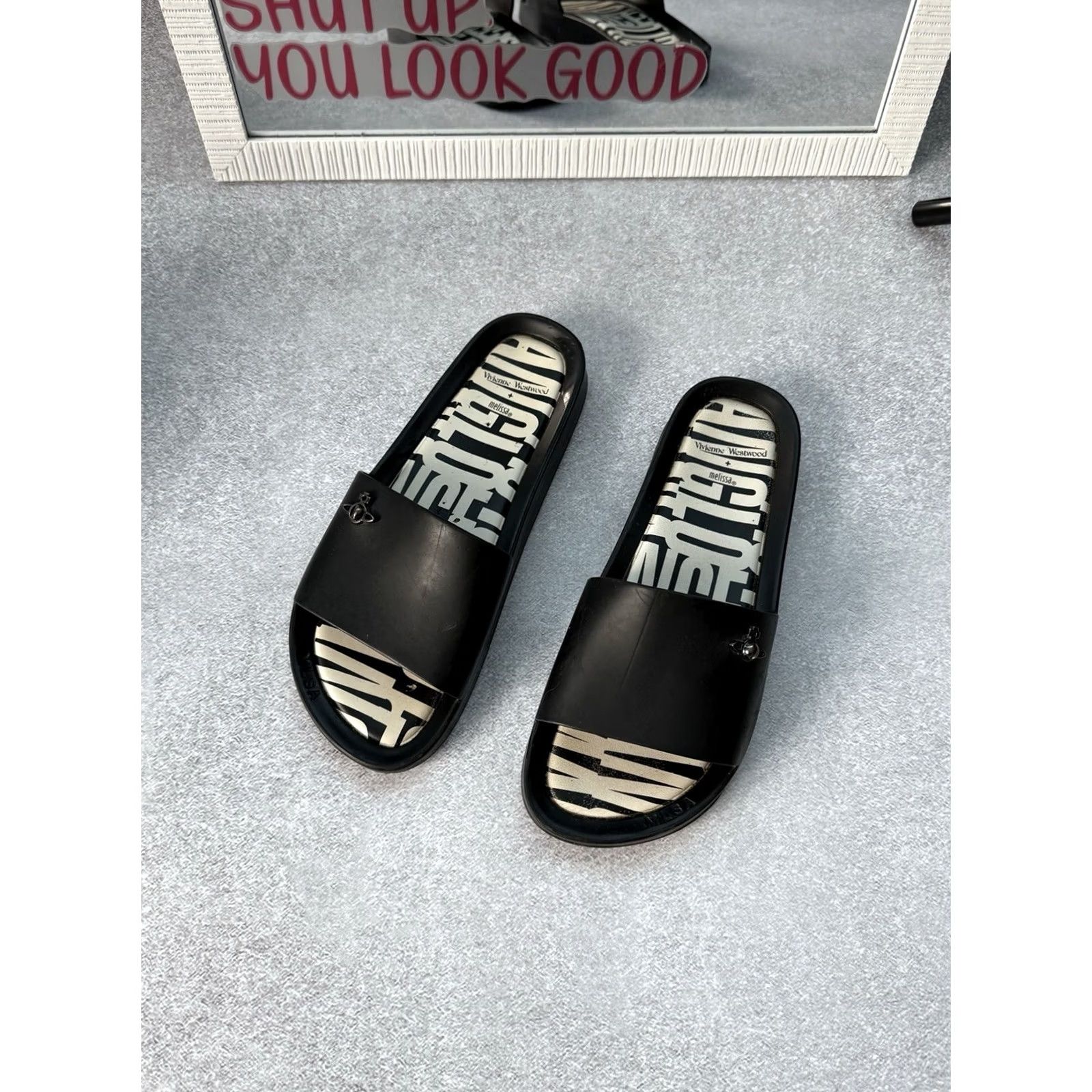 Vivienne Westwood VIVIENNE WESTWOOD x MELISSA Melissa Anglomania Beach Slides Sandals Men EU 40 Black Slip On Size 40 - 2 Thumbnail
