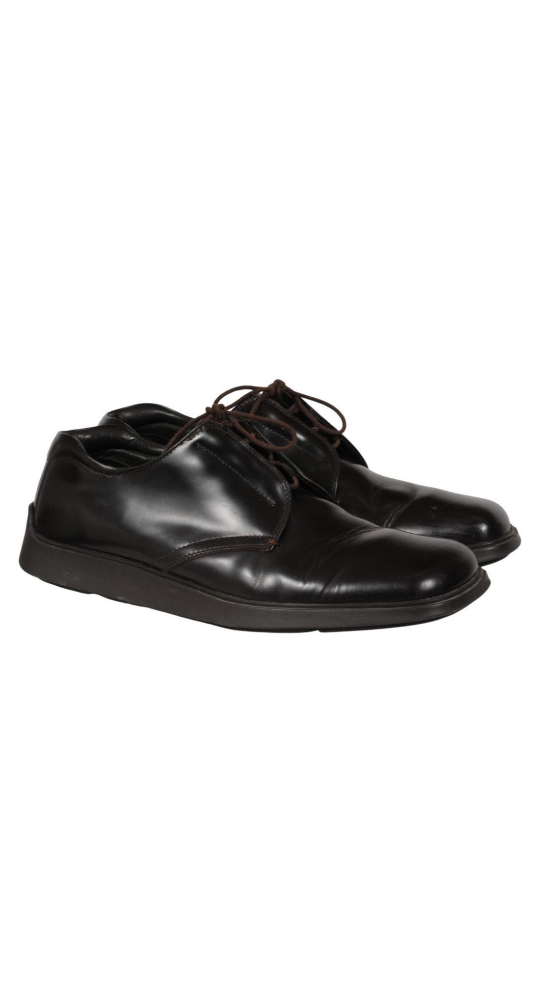 Prada Vtg 2000s Square Toe Oxfords Brown Leather - 02617 Size US 14 / EU 47 - 15 Thumbnail