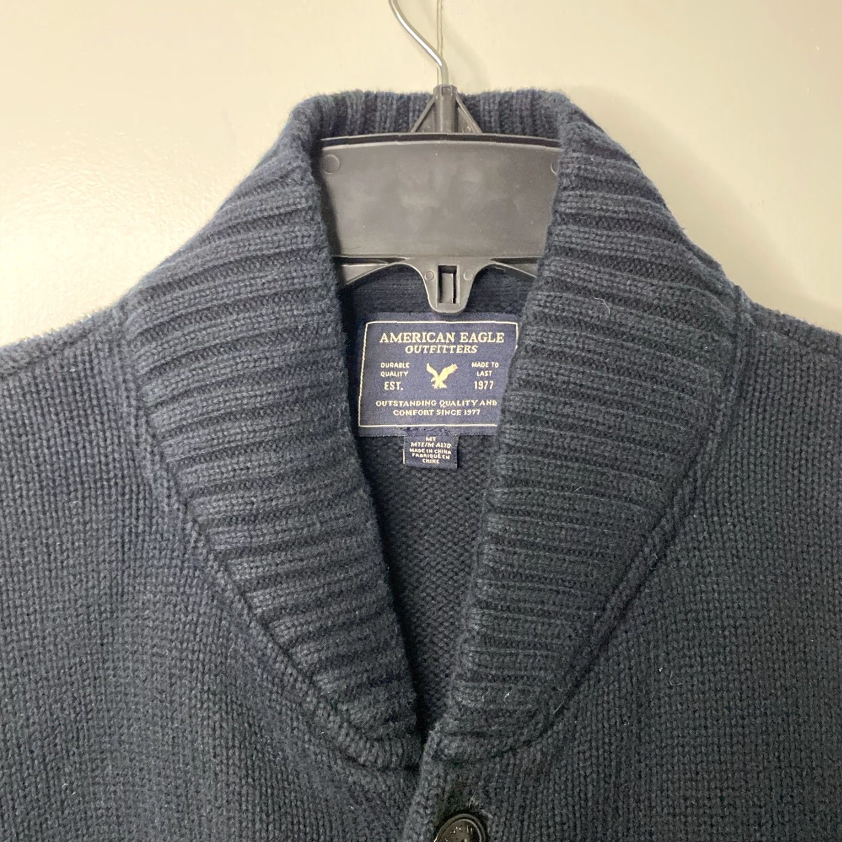 American Eagle Outfitters VINTAGE American Eagle Mens Cardigan Big & Tall MT Navy Grey Y2K Sweater Size US M / EU 48-50 / 2 - 4 Thumbnail