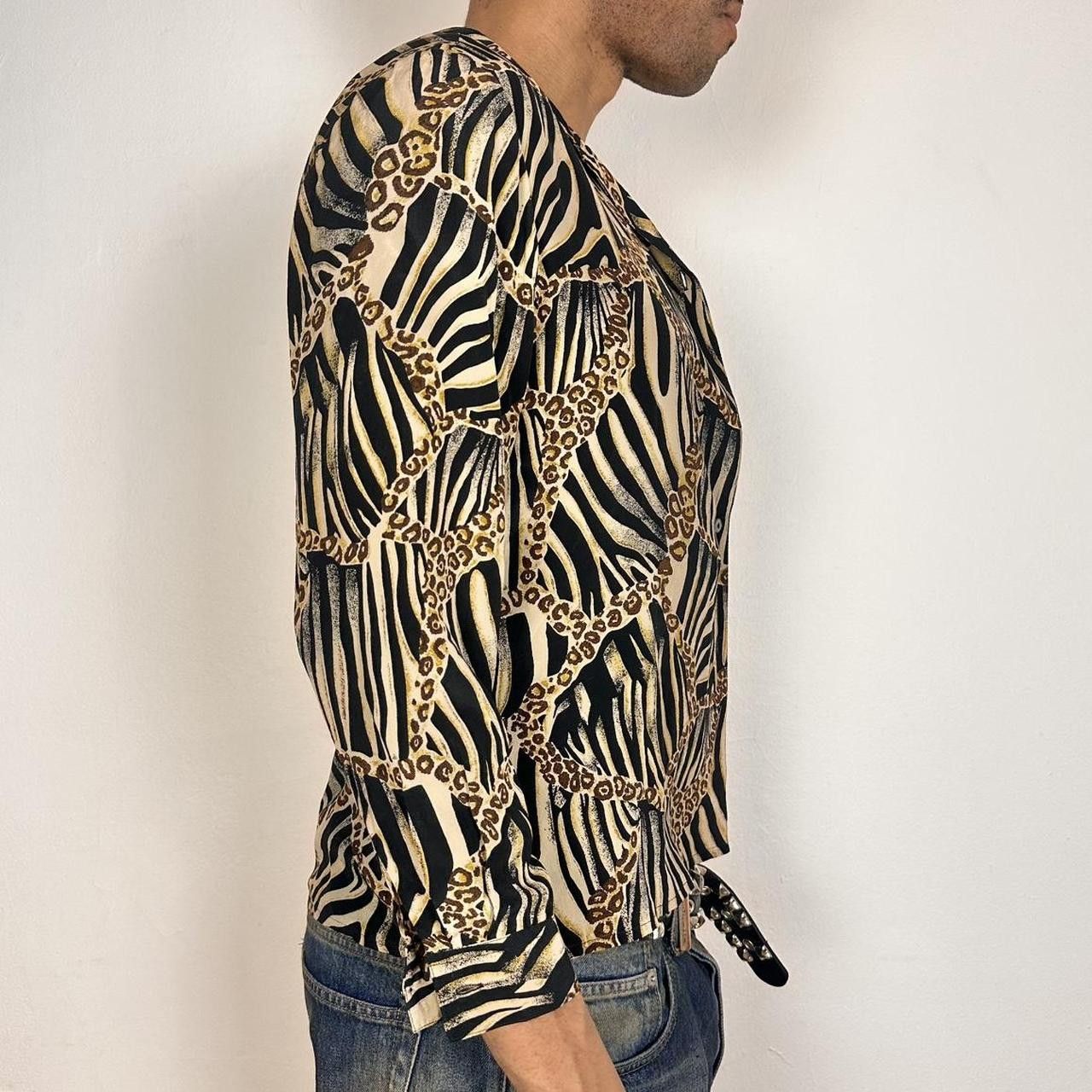 Other Vintage Black Animal Print Silk Shirt - Large Size L / US 10 / IT 46 - 2 Thumbnail