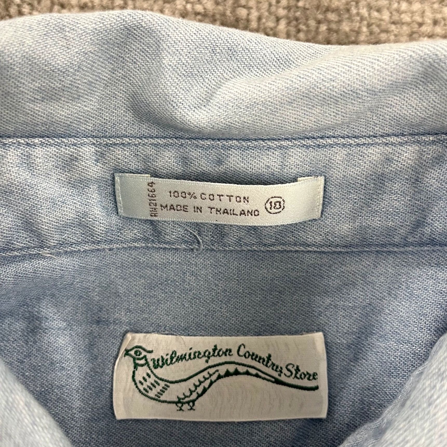 Denime WILMINGTON COUNTRY STORE Shirt Mens Large Blue Lightweight Denim Button Down L/S Size US L / EU 52-54 / 3 - 3 Thumbnail