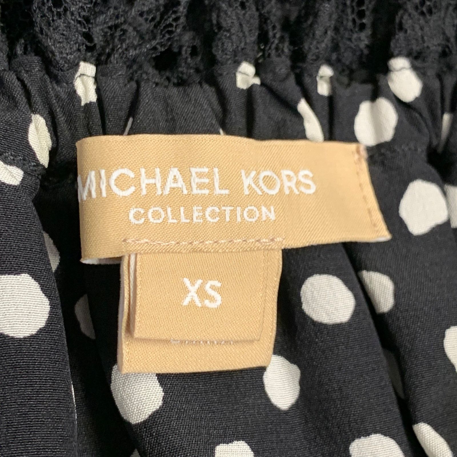 Michael Kors Black White Silk Polka Dot Layered Sleeves Off-Shoulder Size XS / US 0-2 / IT 36-38 - 4 Thumbnail