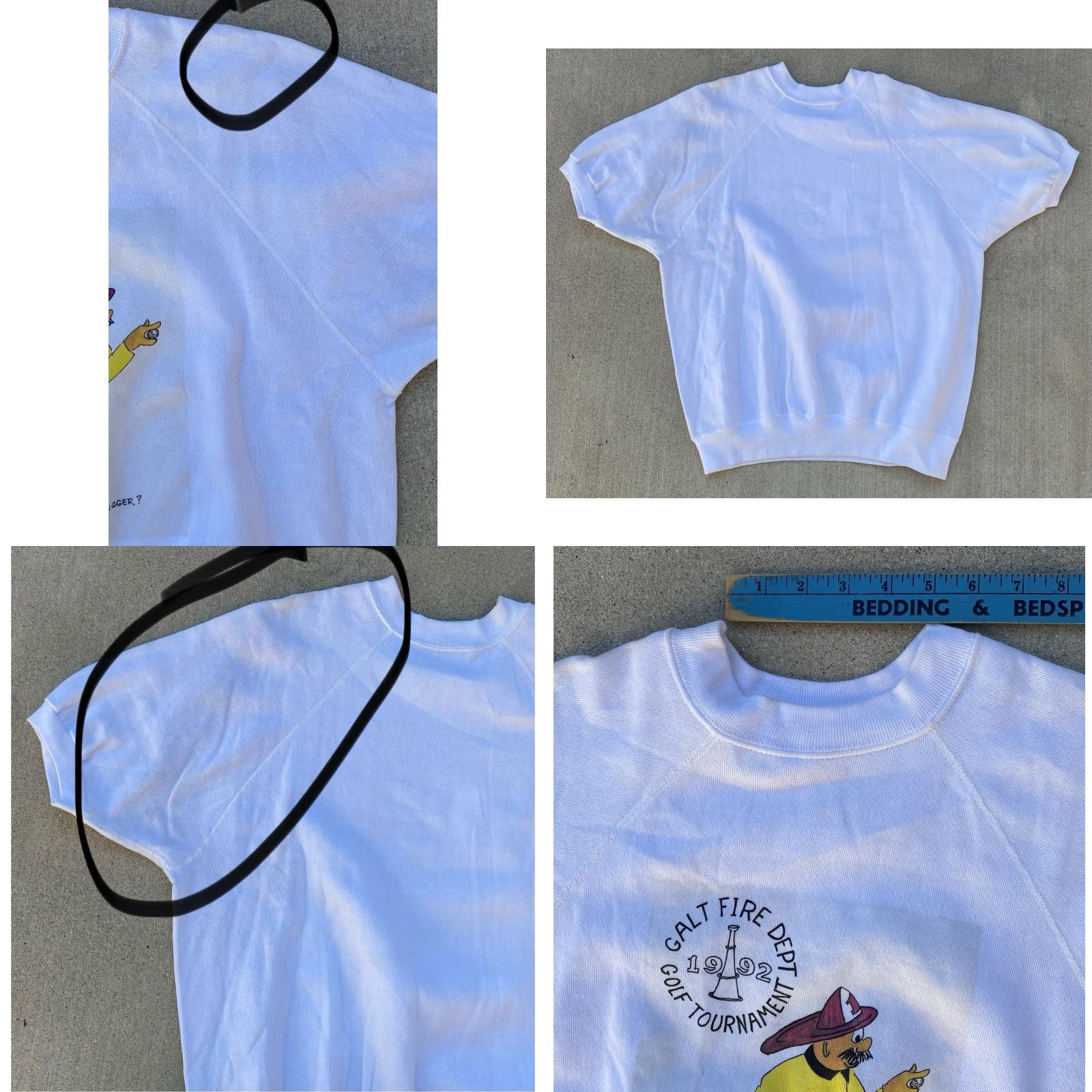 Tultex Vtg Galt Fire Dept Golf Tournament 1992 Raglan Sweatshirt Short Sleeve Tultex White L Mens Size US L / EU 52-54 / 3 - 10 Thumbnail