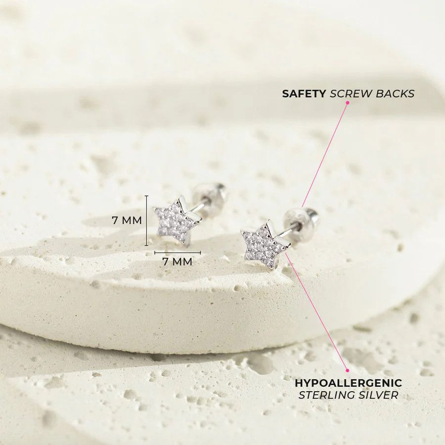 Other Sparking CZ Stars Clear Earrings - Sterling Silver Size ONE SIZE - 2 Thumbnail