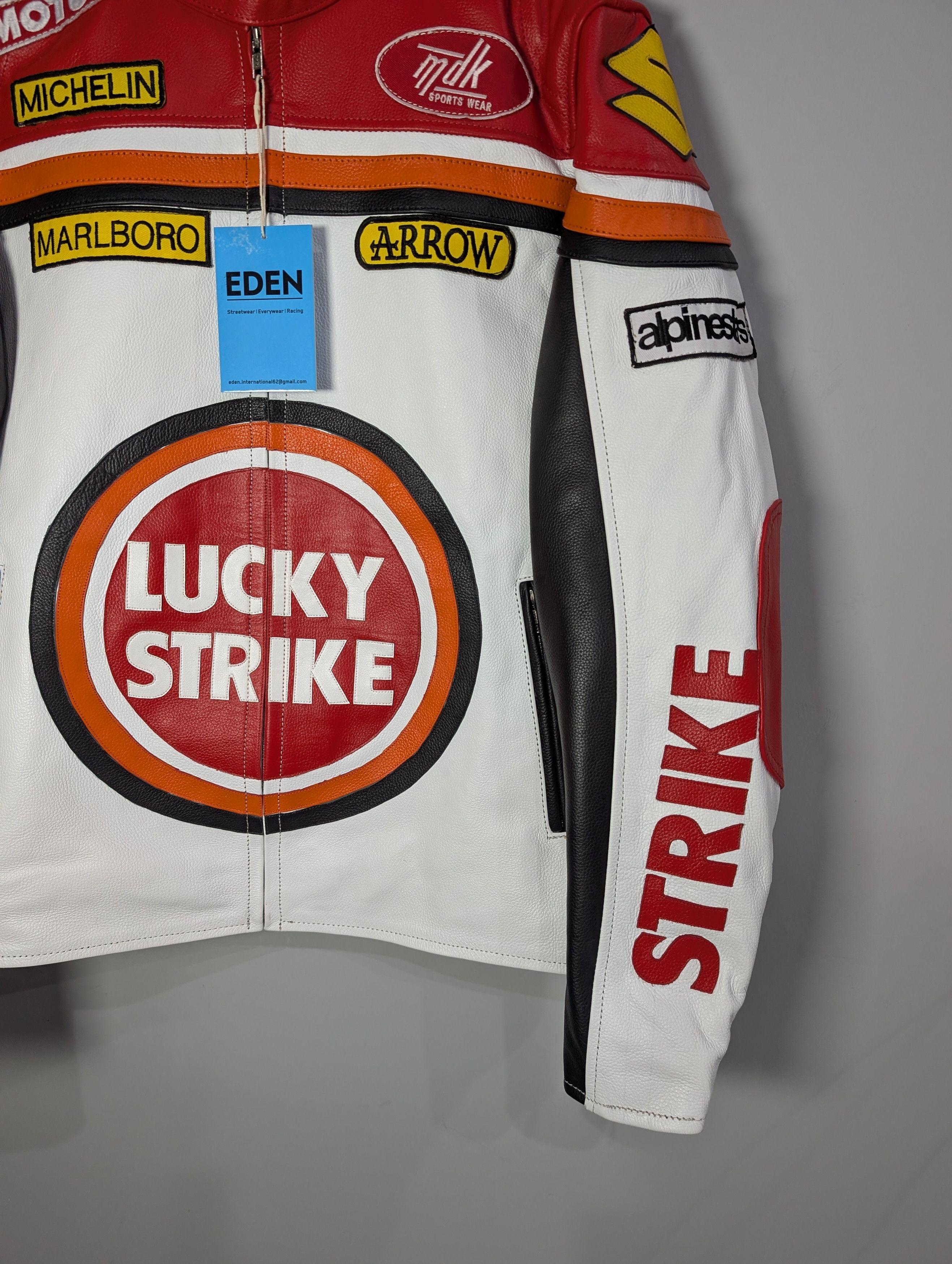 Vintage 🔥Lucky Strike🔥 Oversized Vintage 90s Leather Jacket Retro Size XXL / US 16-18 / IT 52-54 - 4 Thumbnail