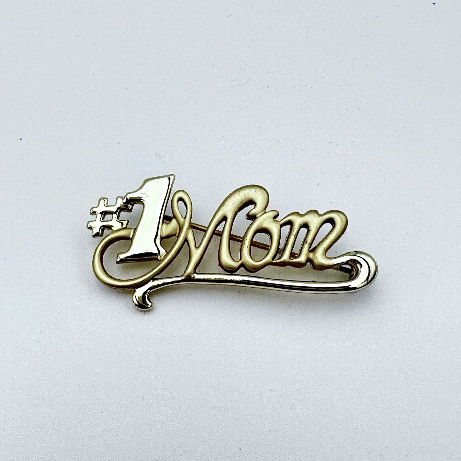 A.L.C. VTG A.J.C. Marked Brooch Pin #1 Mom 1 3/4 Matte & Shine Gold Size ONE SIZE - 4 Thumbnail