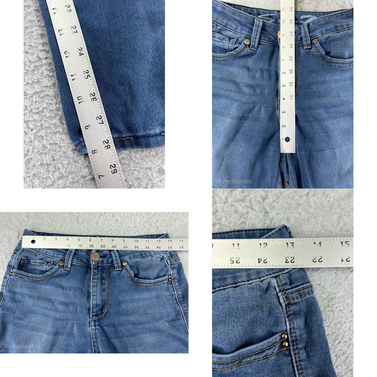 Vintage Seven7 Jeans Womens Jeans Mid Rise Blue Denim Skinny Cotton Blend Embroidered 4 Size 27" / US 4 / IT 40 - 9 Thumbnail