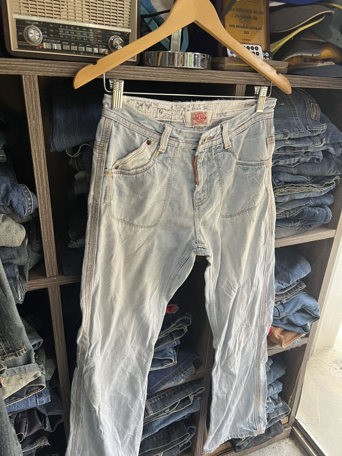Other 🔥Vintage Cube Sugar Buckle Distressed Denim Size US 29 - 6 Thumbnail